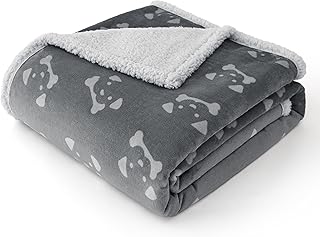 BEDSURE Waterproof Dog Blanket for Small Dogs - 73 x 63 cm Washable Dog Blanket Sherpa Fleece Cat Blanket Fluffy and Soft Grey product image