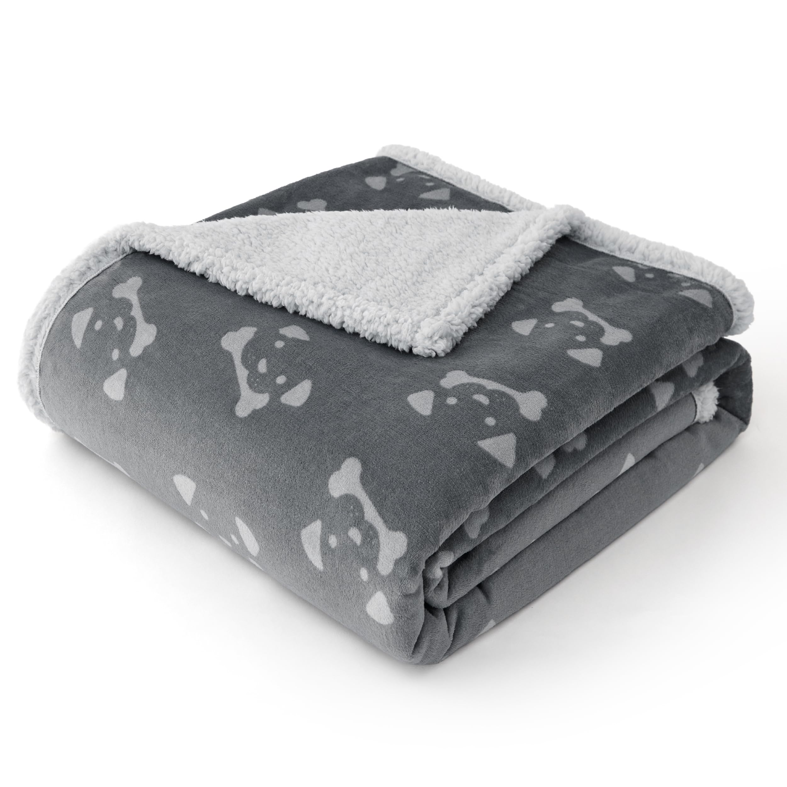 BEDSURE wasserdichte Hundedecke kleine Hunde - 73x63cm Hundedecke waschbar, Decke Hund aus Sherpa Fleece, Katzendecke flauschig und weich, Grau