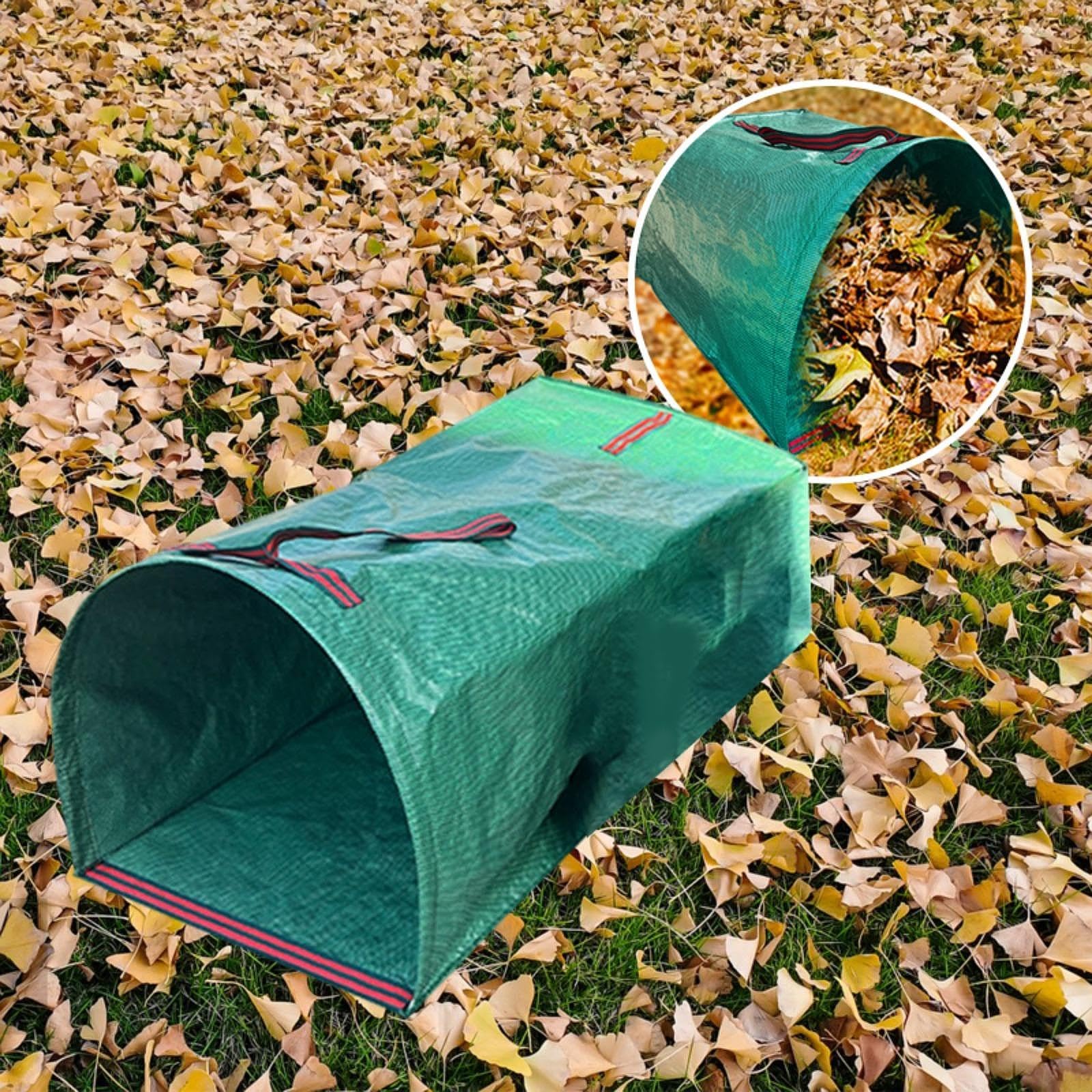 Sac De Jardin Réutilisable 270L ZJchao - Pelle à Poussière Avec Tige Fibre De Verre - Pour Feuilles, Herbe, Débris