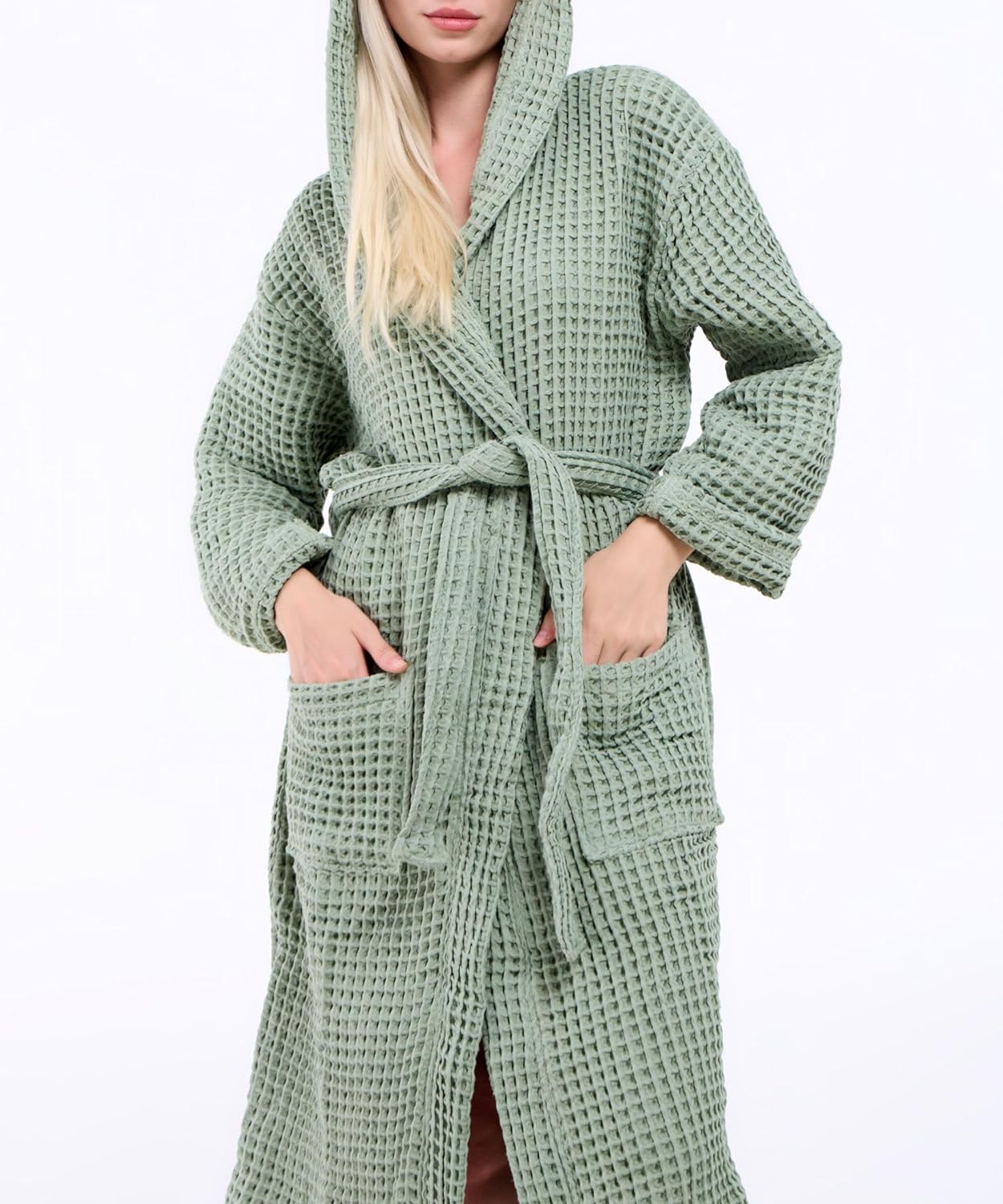 100% Turkish Cotton Waffle Bathrobe for Women - Image 5