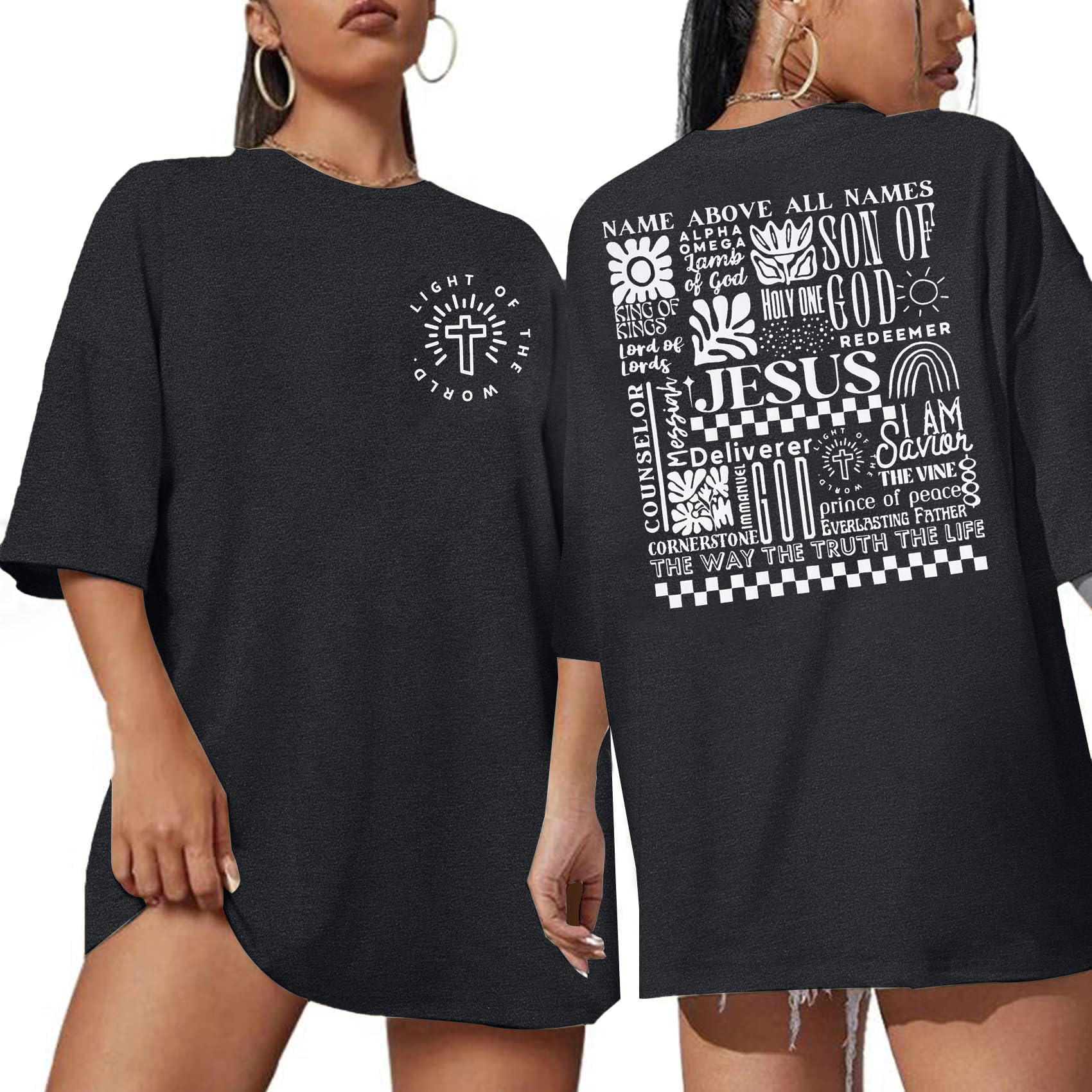 Jesus Oversized Shirts Women Christian: Faith Tshirt Bible Verse Shirts God Religious Tee Christian Inspirational Tops