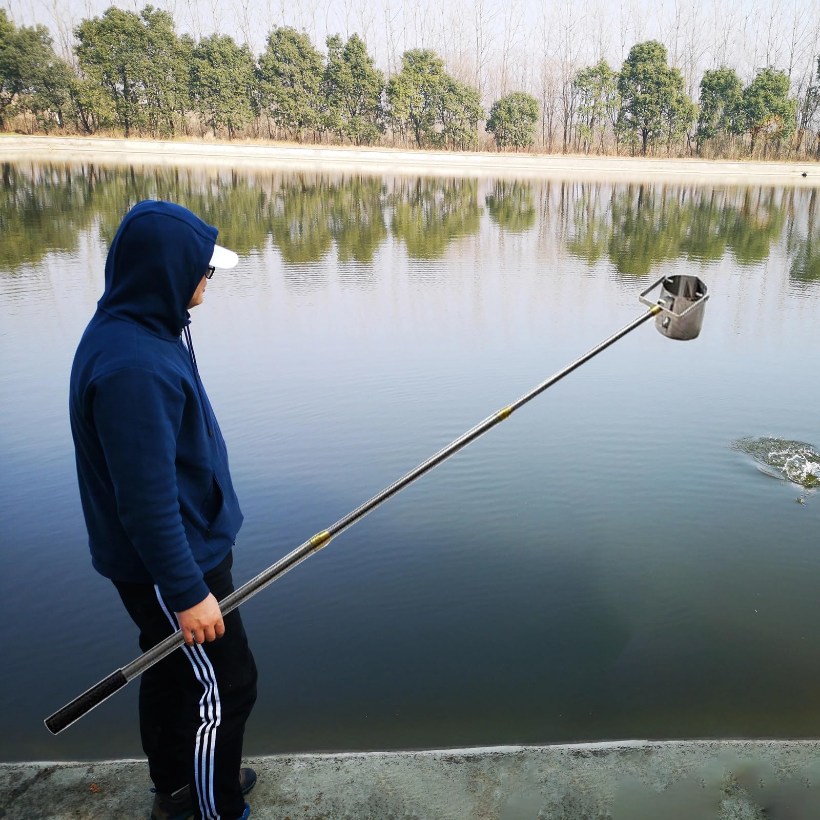 Water Sample Collection Pole - 500ml/1000ml Stainless Steel Rod Pendulum Beaker Sampler Ladle - 150 210 300 400 500 600 Cm Long Water Quality Sample for Remote Water Harvesting(1000ml Cup,Long 110cm-3
