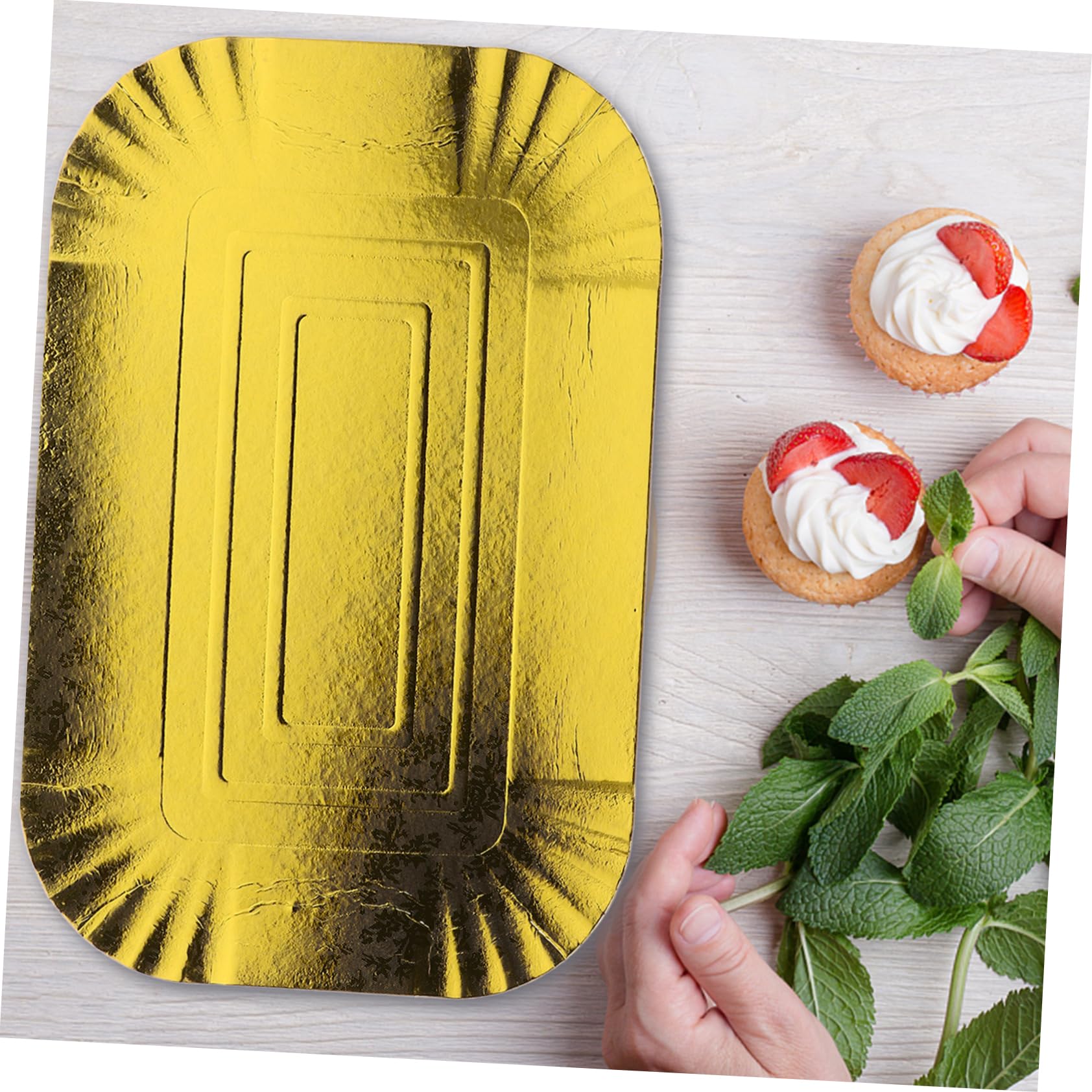 SHERCHPRY Piatti di Carta Usa e Getta Confezione da 10 Pezzi in Foglio di Alluminio Design Semplice Colore Oro per Catering e Buffet