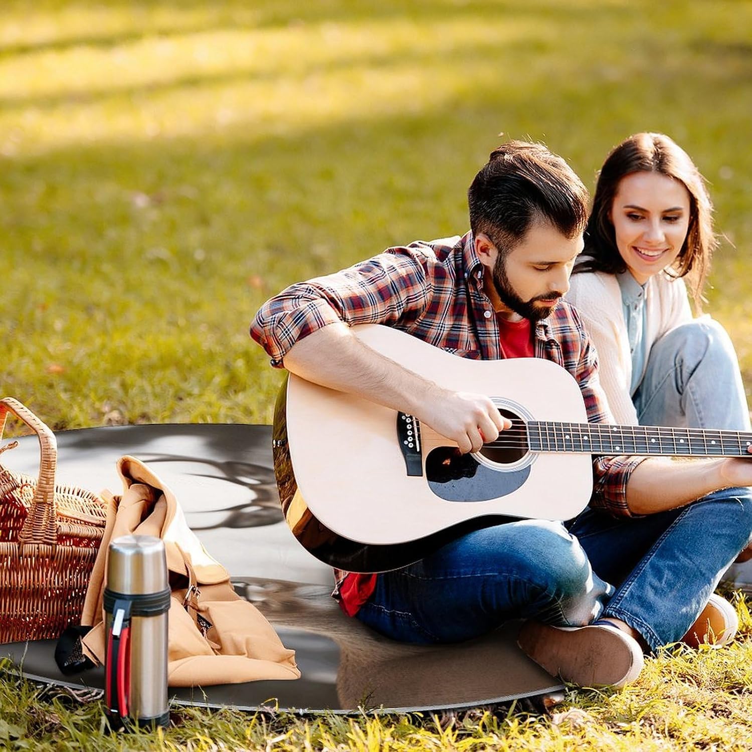 Deer Picnic Mat Lightweight Waterproof Picnic Blankets Extra Large Picnic Outdoor Blankets Foldable Sandproof Beach Blanket for Park Beach Camping Courtyard 58.3''x58.3''