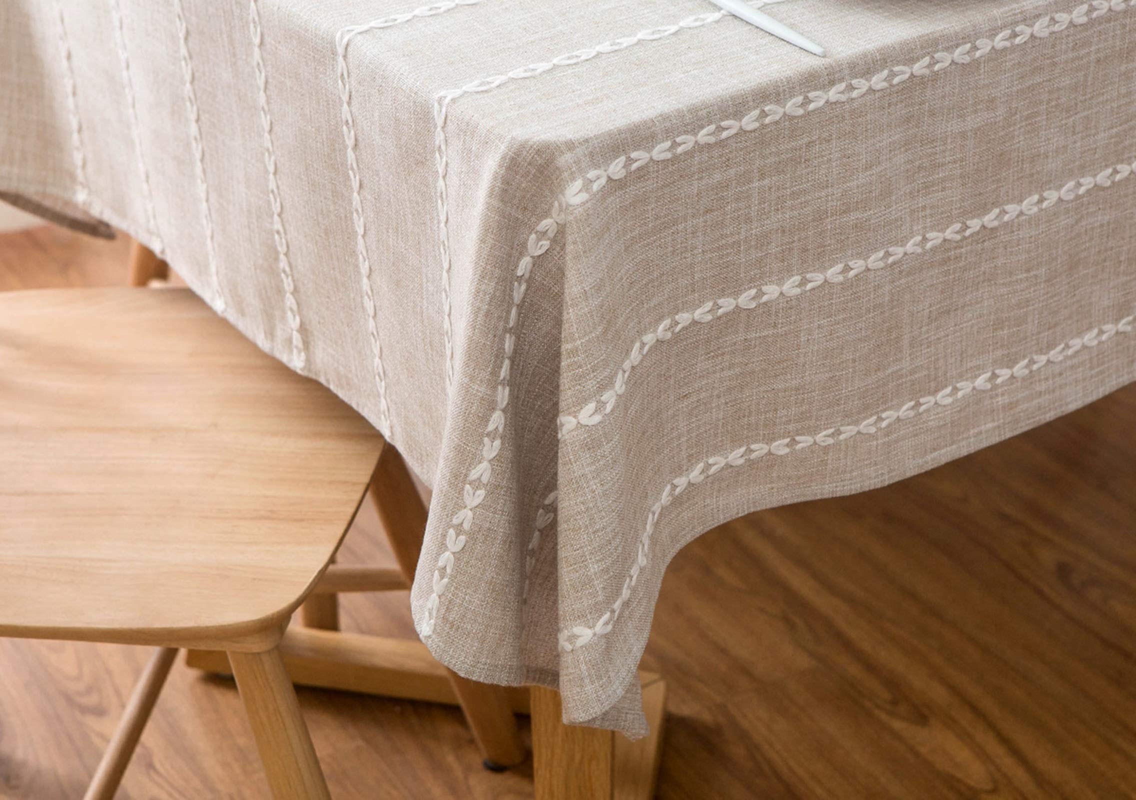 Daesar Mantel Mesa Rectangular,Mantel Poliester Rayas Café Mantel 135x300CM
