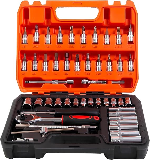 Lokma Anahtar Takımı 53 Parça Uzatma Kolu Mafsallı 1/4 Yıldız Hex Tork Düz Set Bits Uç Allen