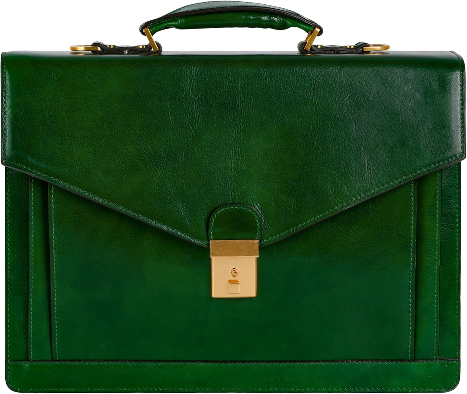 Time Resistance Leather Briefcase for Men - Business Laptop Bag - Italian Handmade Leather Bag - Attache - Gift Box Included