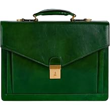 Time Resistance Leather Briefcase - Full Grain Leather Bag for Men - Business Attache - Shoulder Bag for a Laptop