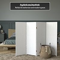 Vista 101 de Pantalla plegable de fibra tejida corta de 4 pies - Crema - 4 paneles