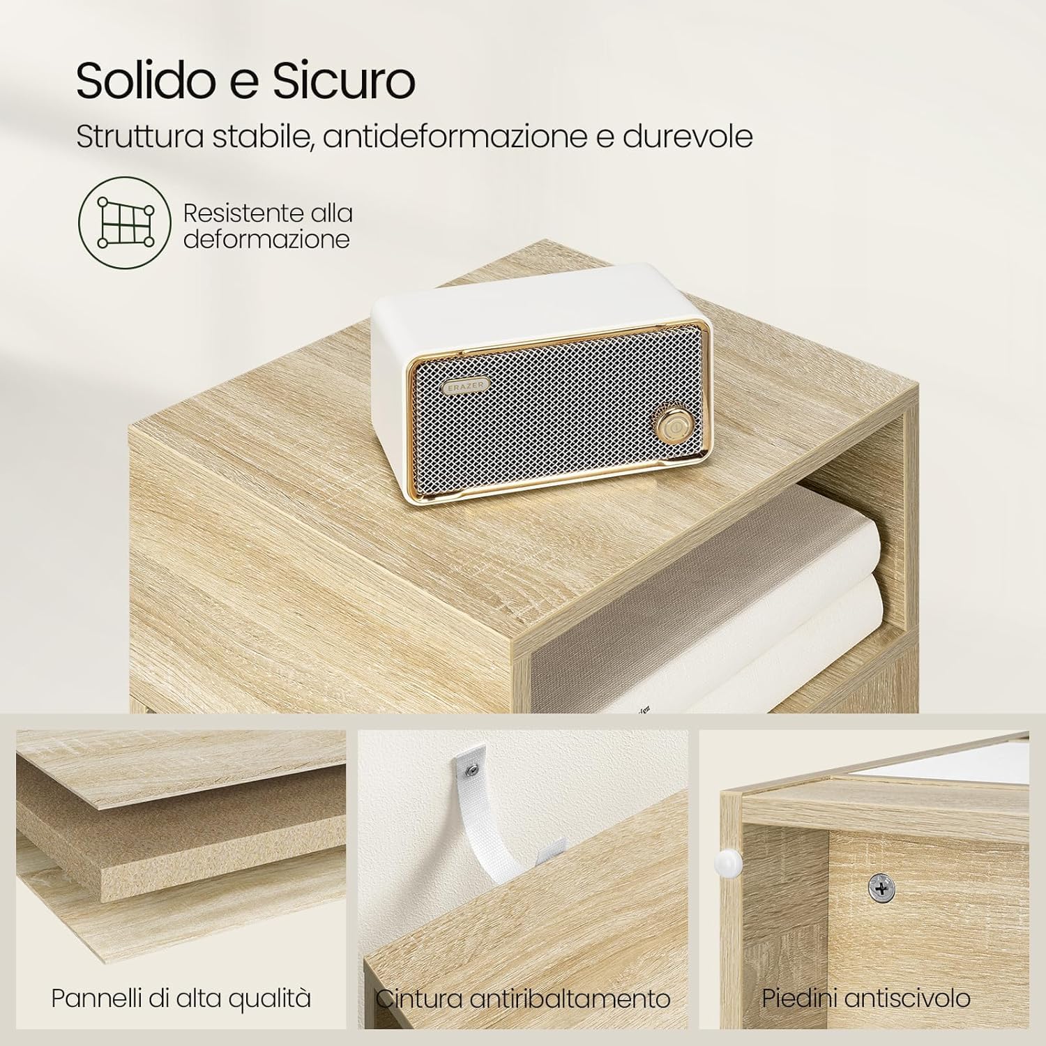EUGAD Set di 2 Comodino Stretto, Comodino con 2 Scomparti a Giorno e Cassetto, Tavolino da Notte 25x30x66cm, Mobile Salvaspazio per Camera da Letto, Soggiorno, in Truciolato, Rovere, 0192ZZ-2