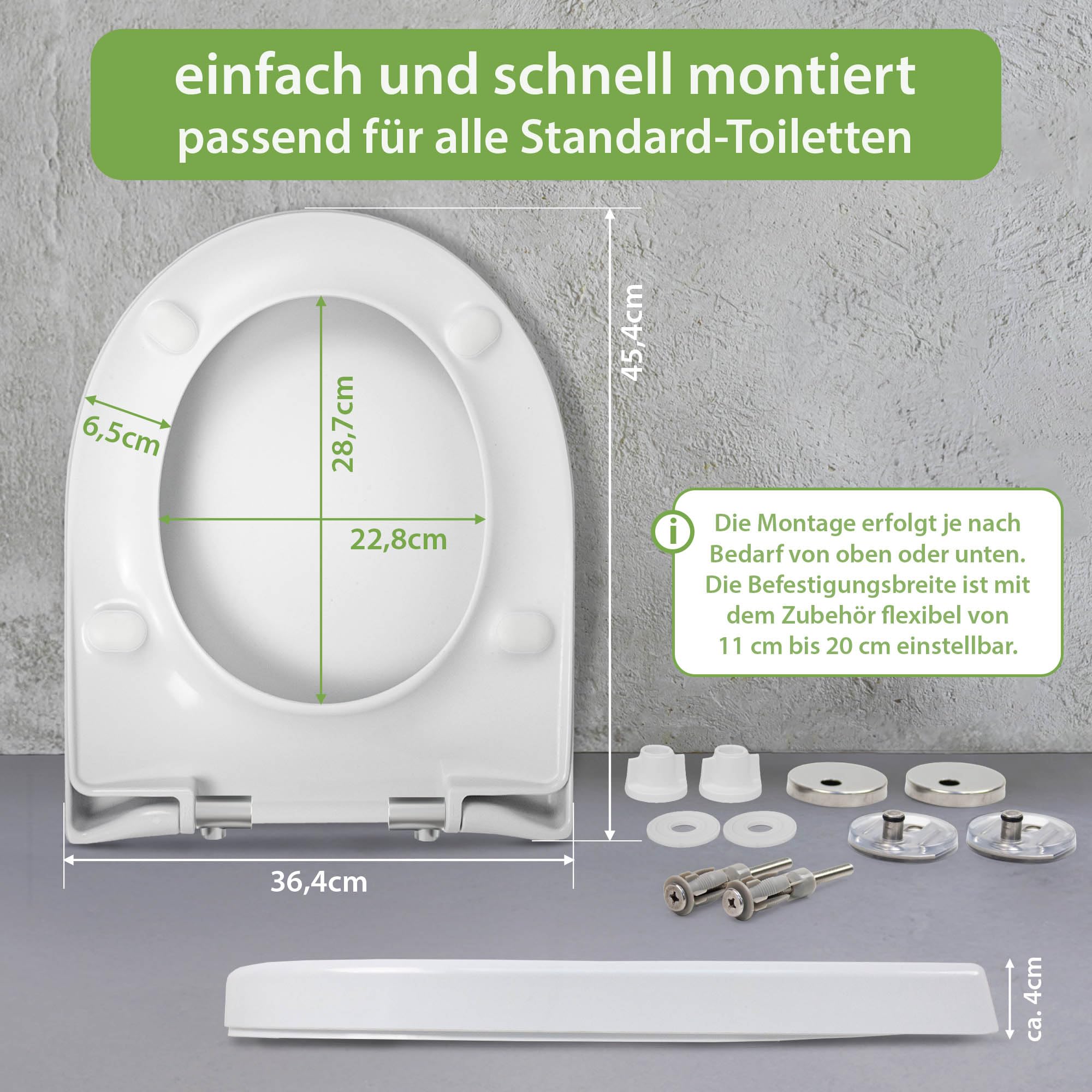 banjado WC Sitz mit Absenkautomatik D Form - Toilettendeckel mit Absenkautomatik D Form - Klodeckel Softclose - stabile Klobrille - Toilettensitz Weiß - Motiv Frosch
