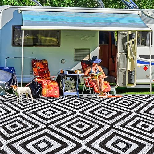 Miniatura 7 de Alfombra reversible Ridota para patio al aire libre, hecha de paja de plástico, moderna, para exteriores, caravana, patio, terraza, remolque,