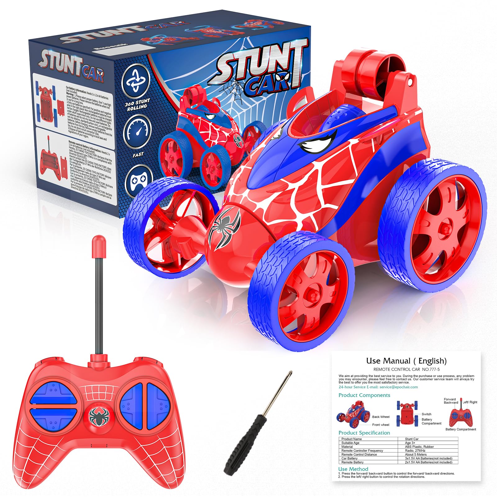 Buoeuik Mini Coche Teledirigido Acrobacia Niños 3 4 5 6 7 Años, Spider Coche RC Radiocontrol 360 Grados de Rotación Remote Control Car Juguete Infantil Regalo Cumpleaños Navidad Juegos