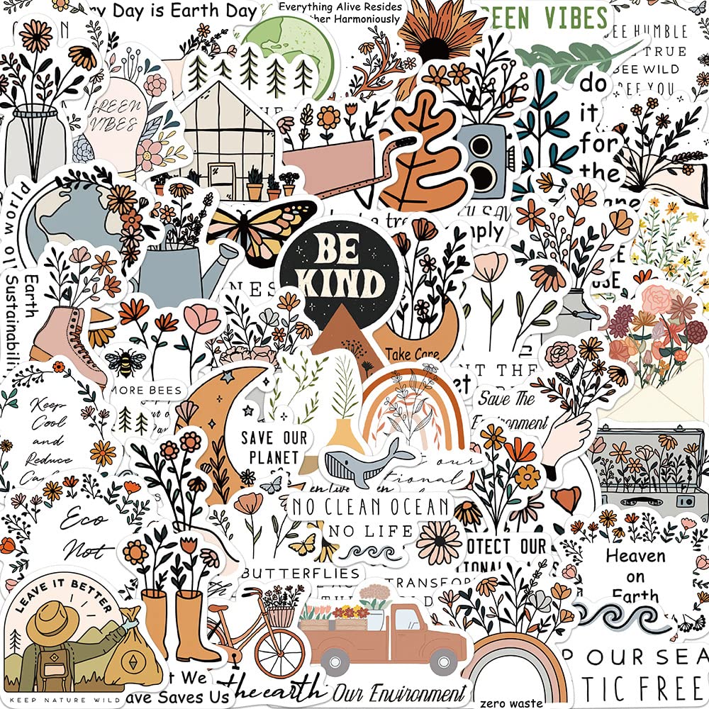 50PCS environmental science Stickers for Laptop and computer, Motivational English Protect the environment and Green living Waterproof Vinyl stickers for Water Bottle Skateboard Guita Car Bumper Luggage,All kinds of Graffiti Decals for Kids Girls Teens Adults (environmental science)