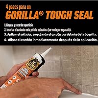 Vista 4 de Gorilla Sellador de silicona impermeable para calafatear y sellar, cartucho de 10 onzas (paquete de 1), sellador de calafateo blanco para cocina