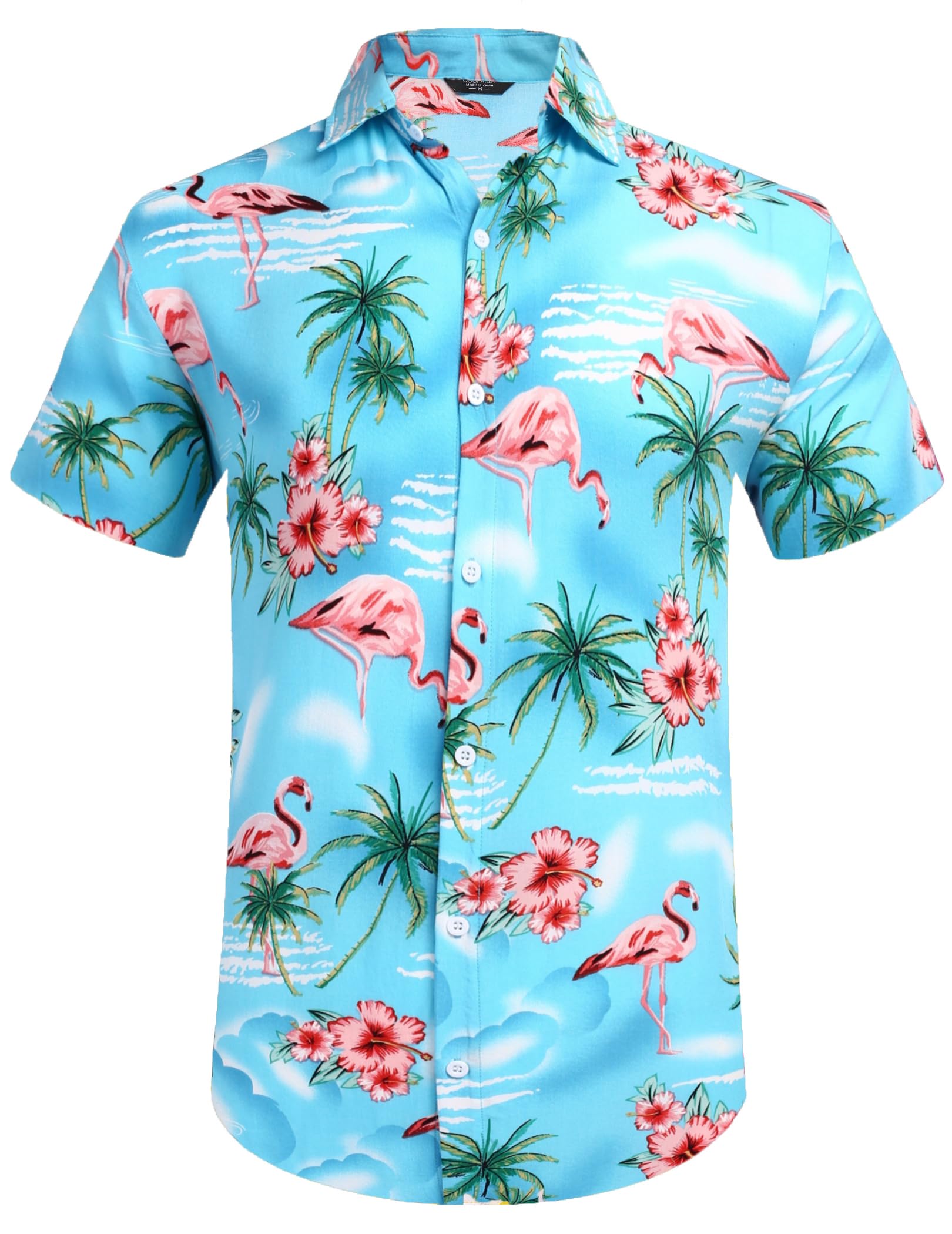 COOFANDY Camisa floral hawaiana para hombre, camisa informal de manga corta con botones