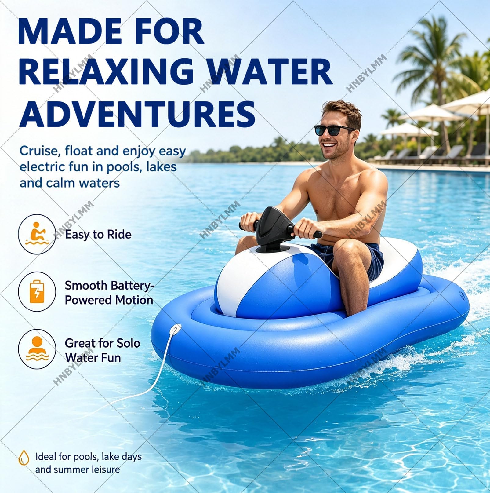 Moto D'acqua Gonfiabile Motorizzata per Adulti, Galleggiante per Piscina | Gommone Elettrico con Batteria da 2600 mAh, Portata di 120 KG, Autonomia di 30-60 Min, per Lago, Spiaggia e Sport Acquatici