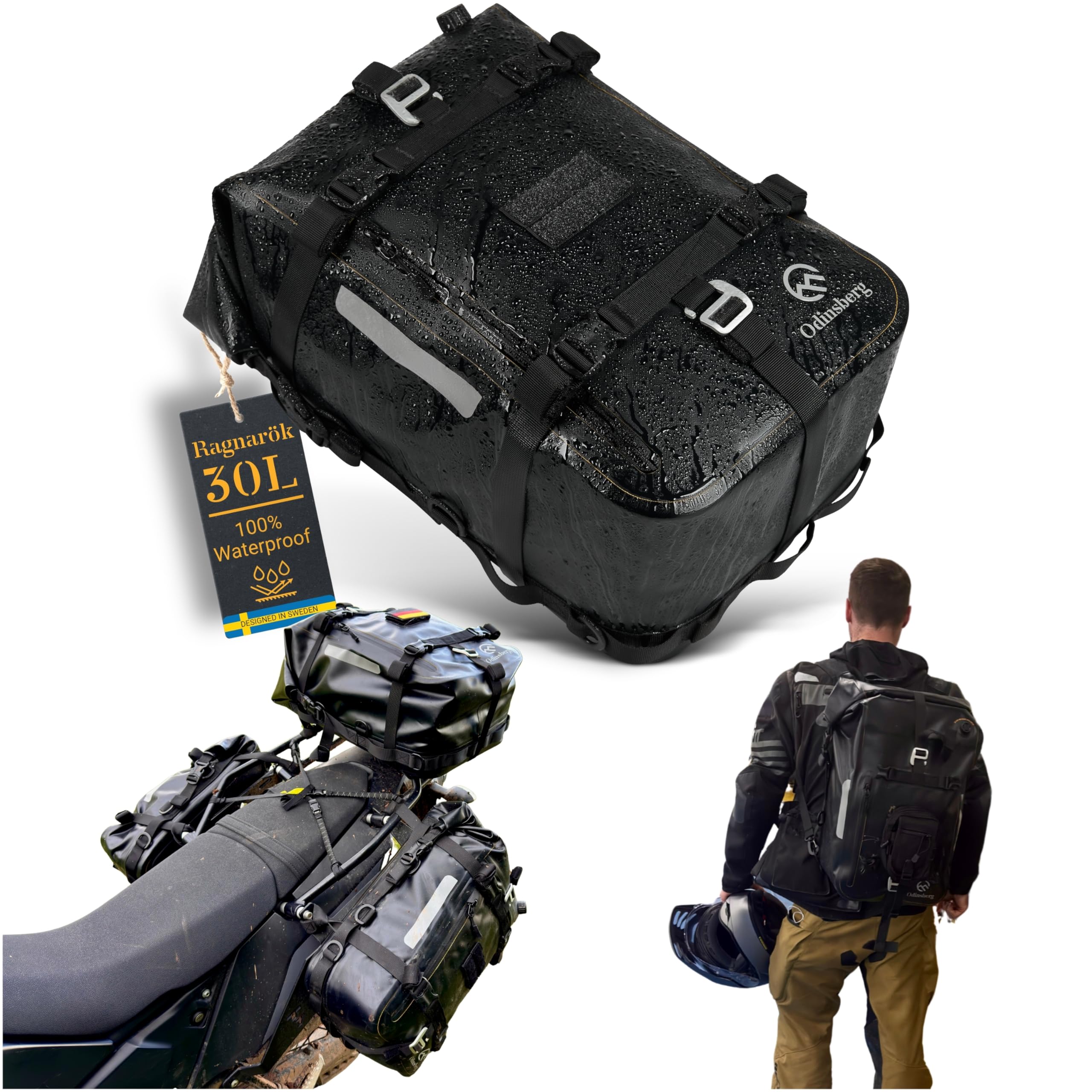 Odinsbergragnarok 30l 100 Waterproof Motorcycle Tail Bag Motorbike