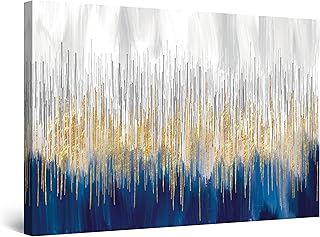 Startonight Quadro su Tela - Oro Blu Astratto - Grandi Quadri Astratti Moderni Stampe Camere da Letto 80 x 120 cm
