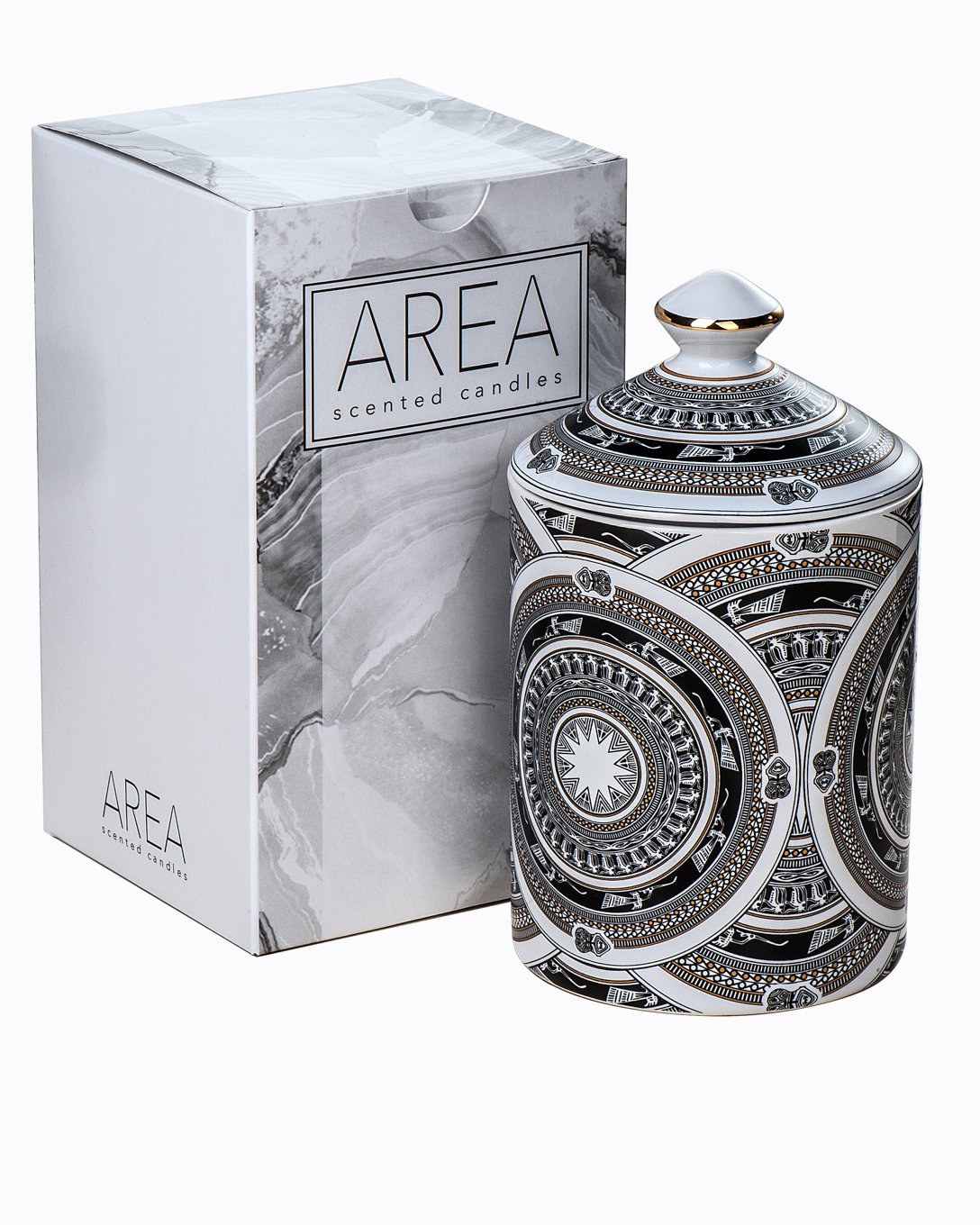 Scented Candles By AREA. 100% Soy Wax Aromatherapy Candle- Oriental Design (Lavender Scent)