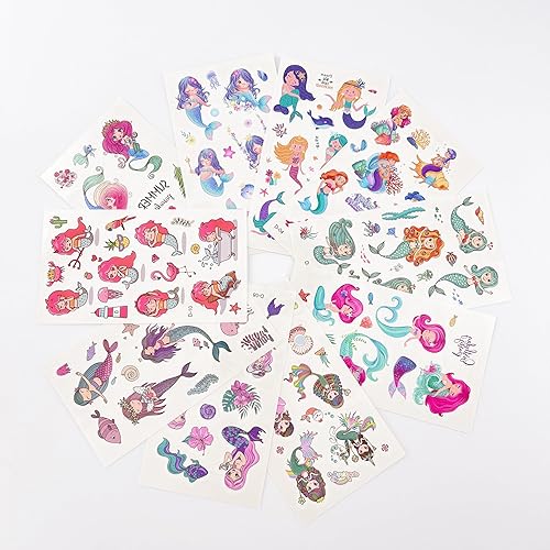 Miniatura 8 de 10 hojas de tatuajes temporales de dibujos animados para niños y niñas, suministros de recuerdo de fiesta, relleno de bolsas de golosinas (tatuajes