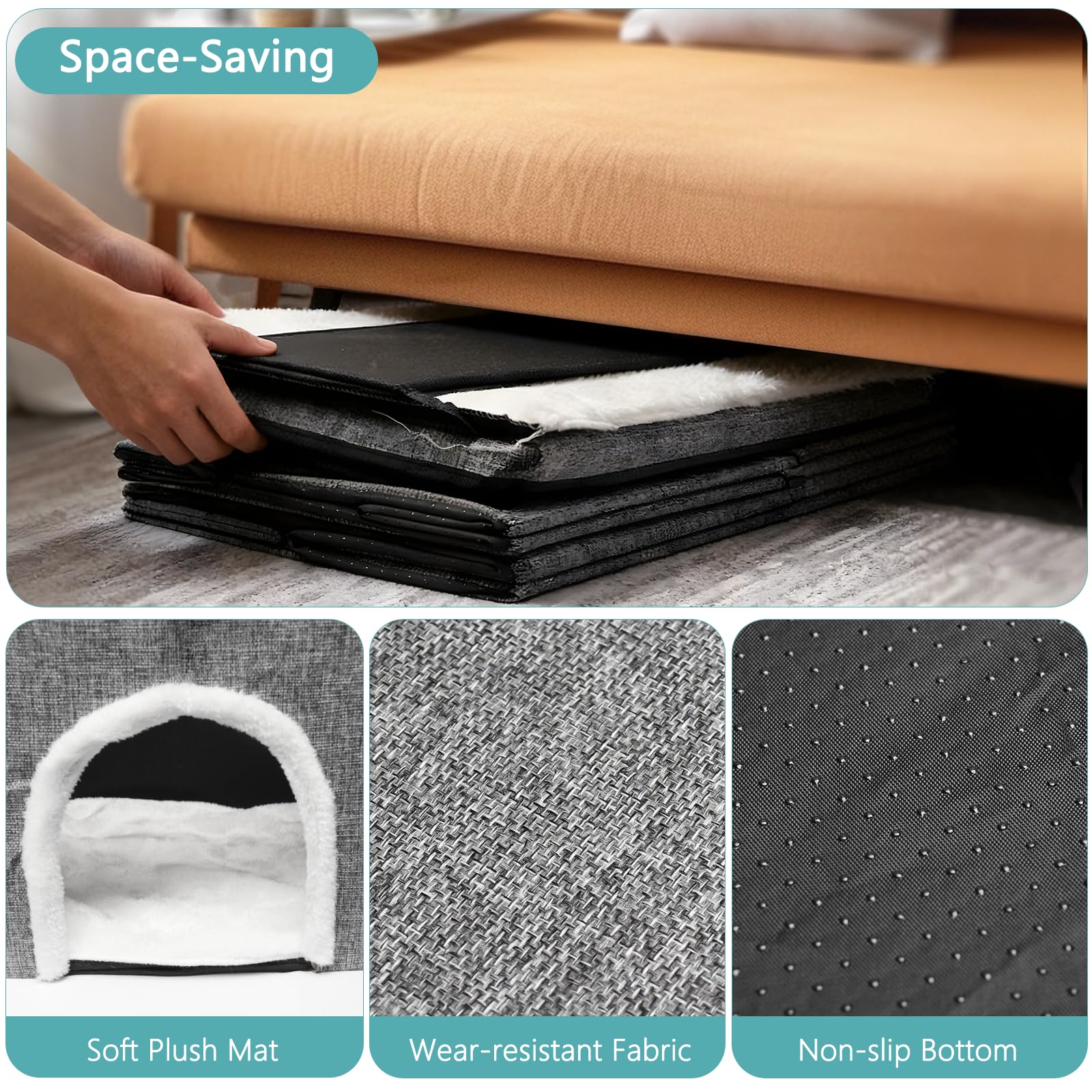 Newthinking Escalera para Perros 3 Niveles, Plegable con Almacenamiento, Antideslizante para Sofá y Cama, para Gatos y Perros Mayores, 20 kg