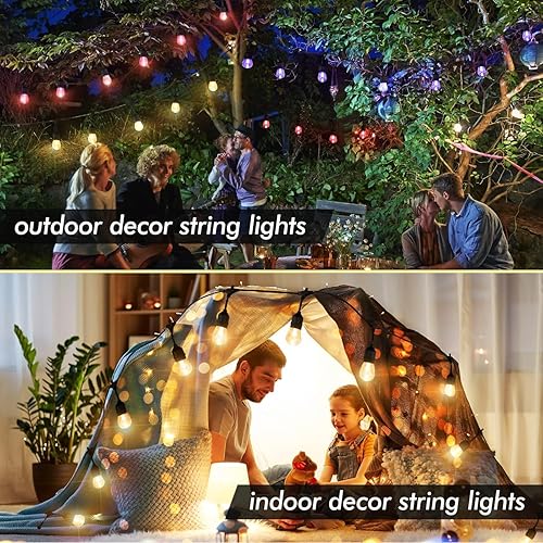 Miniatura 5 de Auroraworld Guirnalda de luces RGB de 24 pies para exteriores, regulables, cambio de color, impermeable, luces LED para patio con control remoto, 12