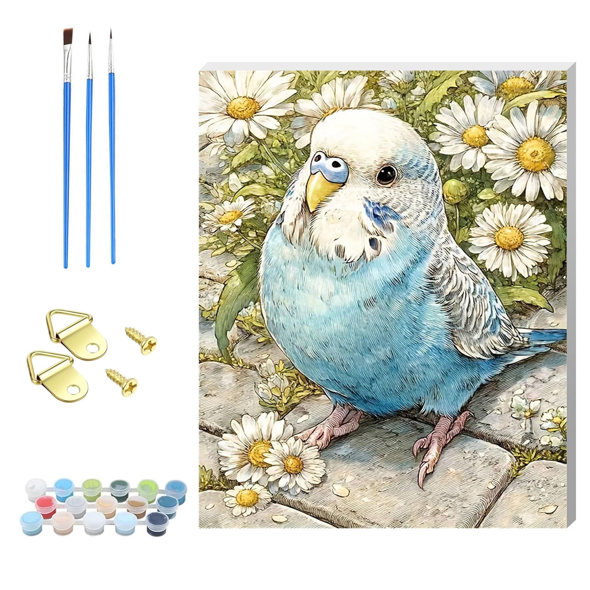 Formeyart DIY Paint by Number for Adults,Wooden Framed Painting Kits for Adult,Easy Color by Numbers Acrylic,Small Paint by Number Canvas Crafts Watercolor for Beginner Room Decor (Parrot)