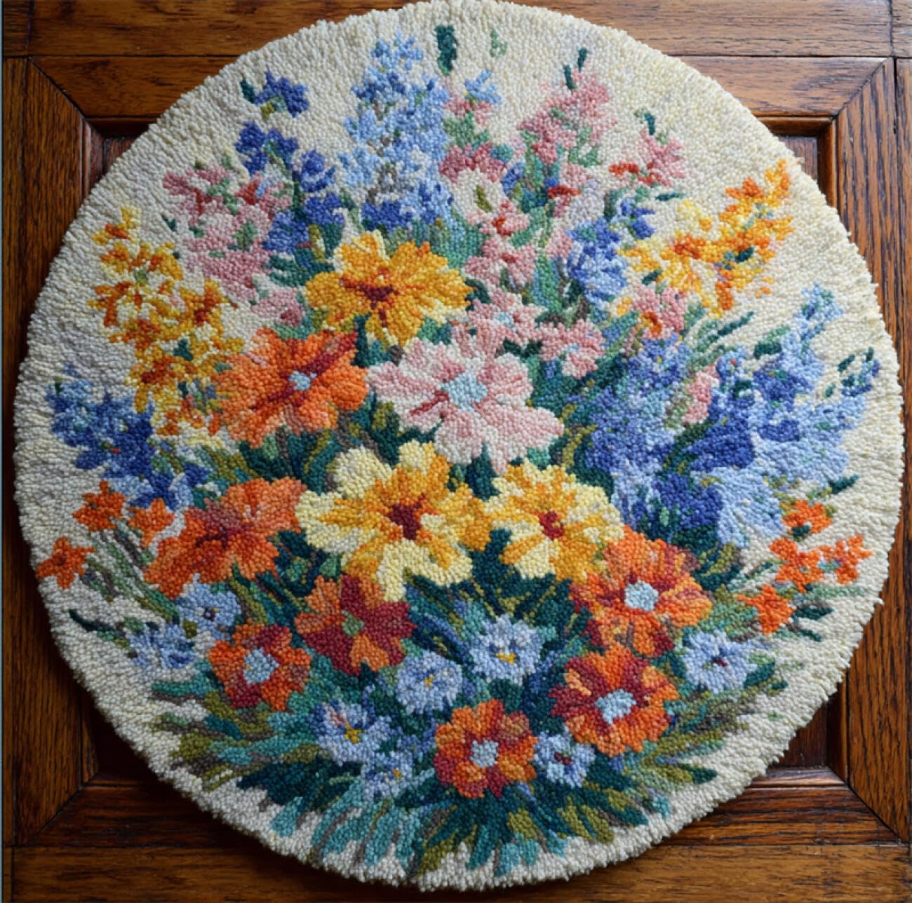 Kitquiver Latch Hook Rug Kits Colorful Flowers DIY Crochet Kits Needlework Crafts for Home Decor，Latch Hook Kits for Beginners Adults 50x50cm