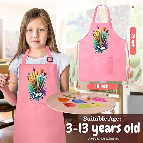 Miniatura 5 de Delantal para niños con nombre personalizado, ideal para pintar y manualidades, regalo de Navidad unisex para niños y niñas, relleno perfecto para