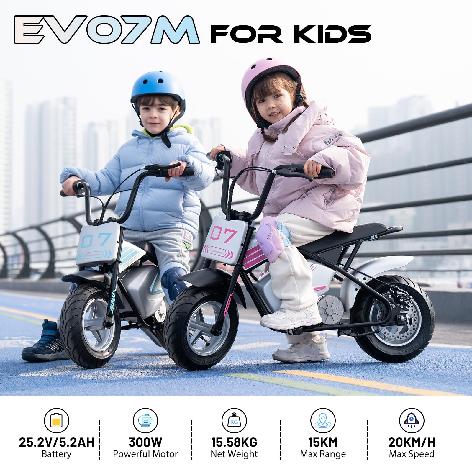 EVERCROSS EV07M Moto Elettrica per Bambini con Pneumatici da 11”, Velocità di 20 KM/H e Autonomia di 15 KM, Adatta per Bambini dai 3 ai 10 Anni - Il Regalo Perfetto per Bambini & Bambine