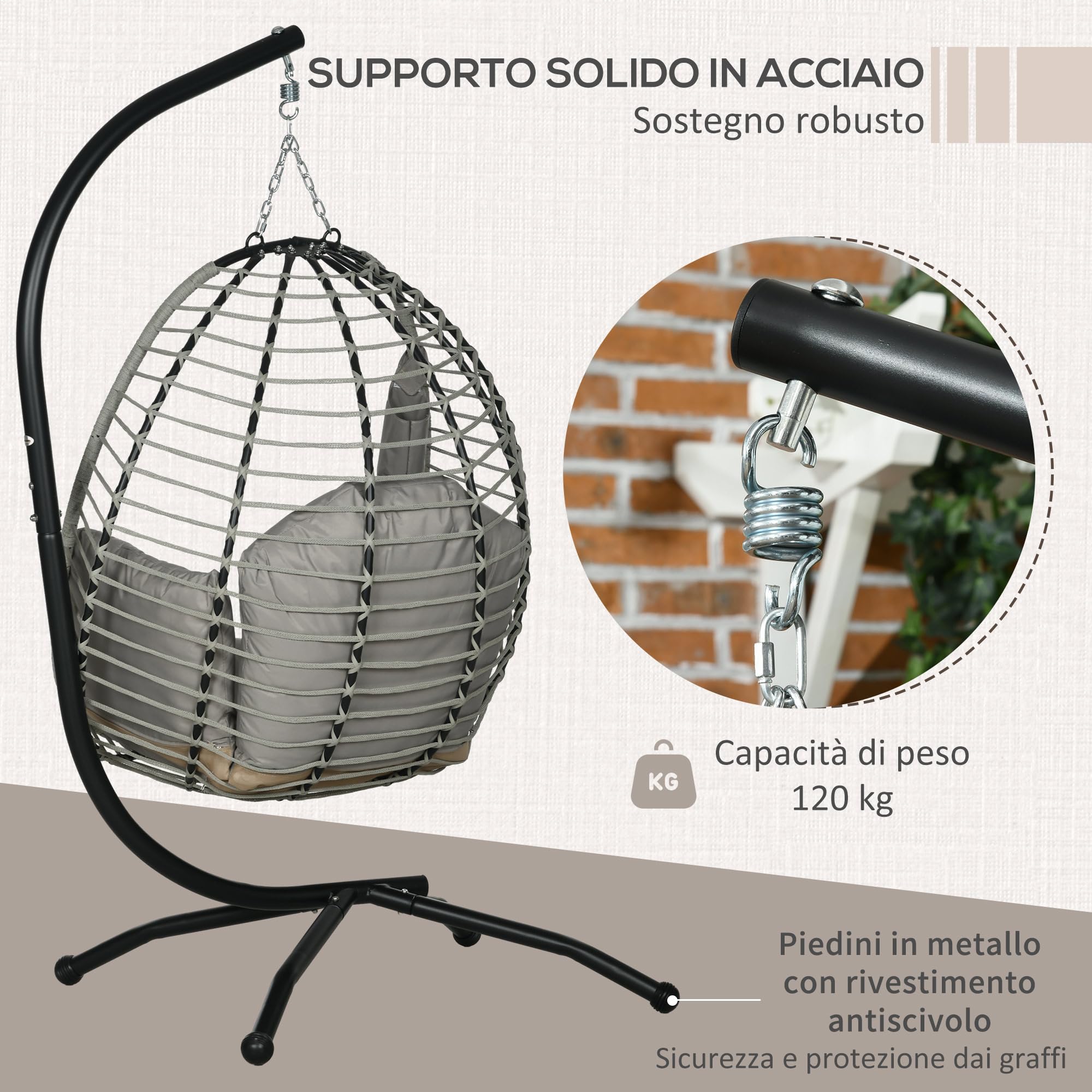 Sedia Amaca COSTWAY Supporto Per Sedia Sospesa, Supporto Per Sedia