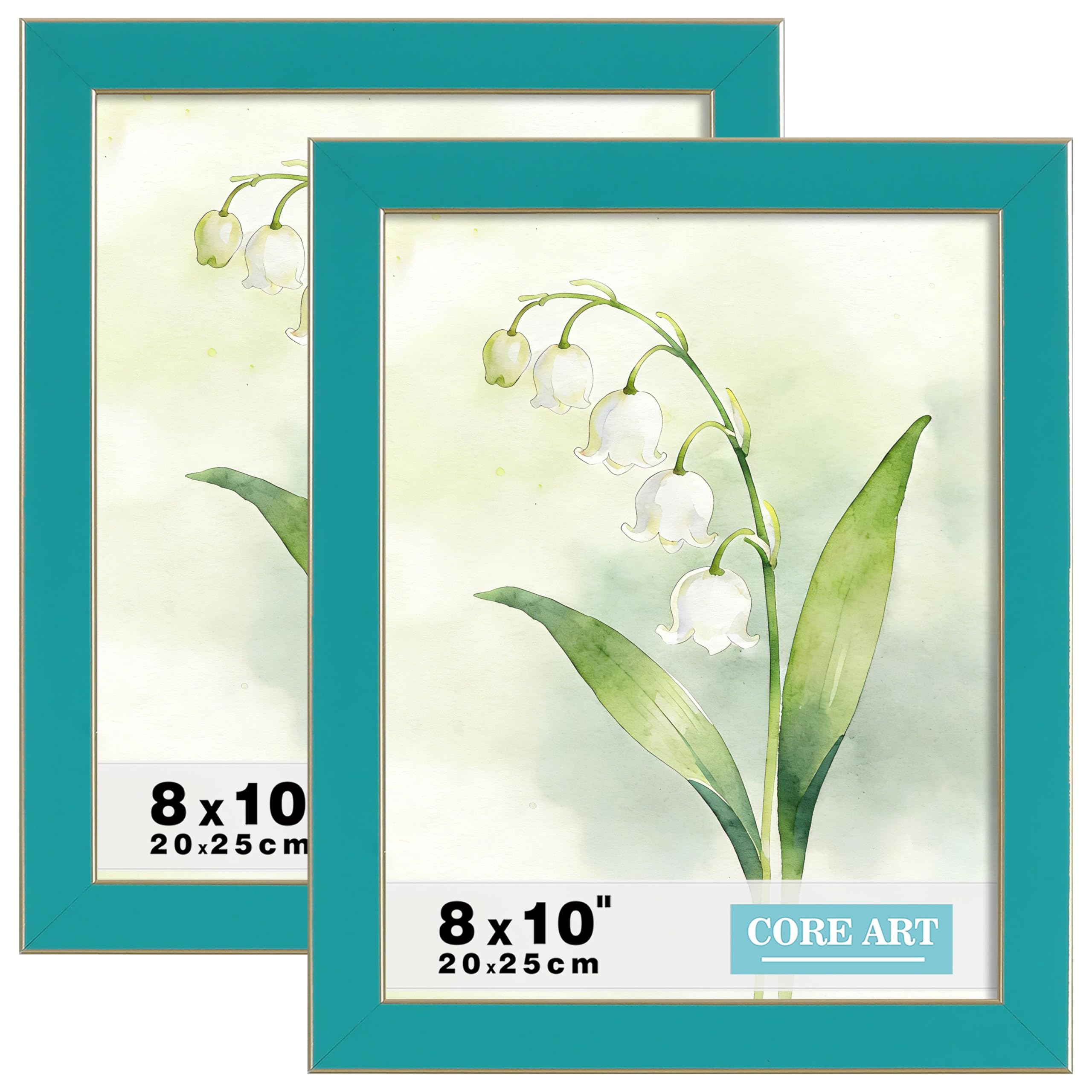 CORE ART 8x10 Picture Frames Turquoise Blue, 8 by 10 Colorful Photo Frame with HD Plexiglass, Wall or Tabletop Display, Set of 2