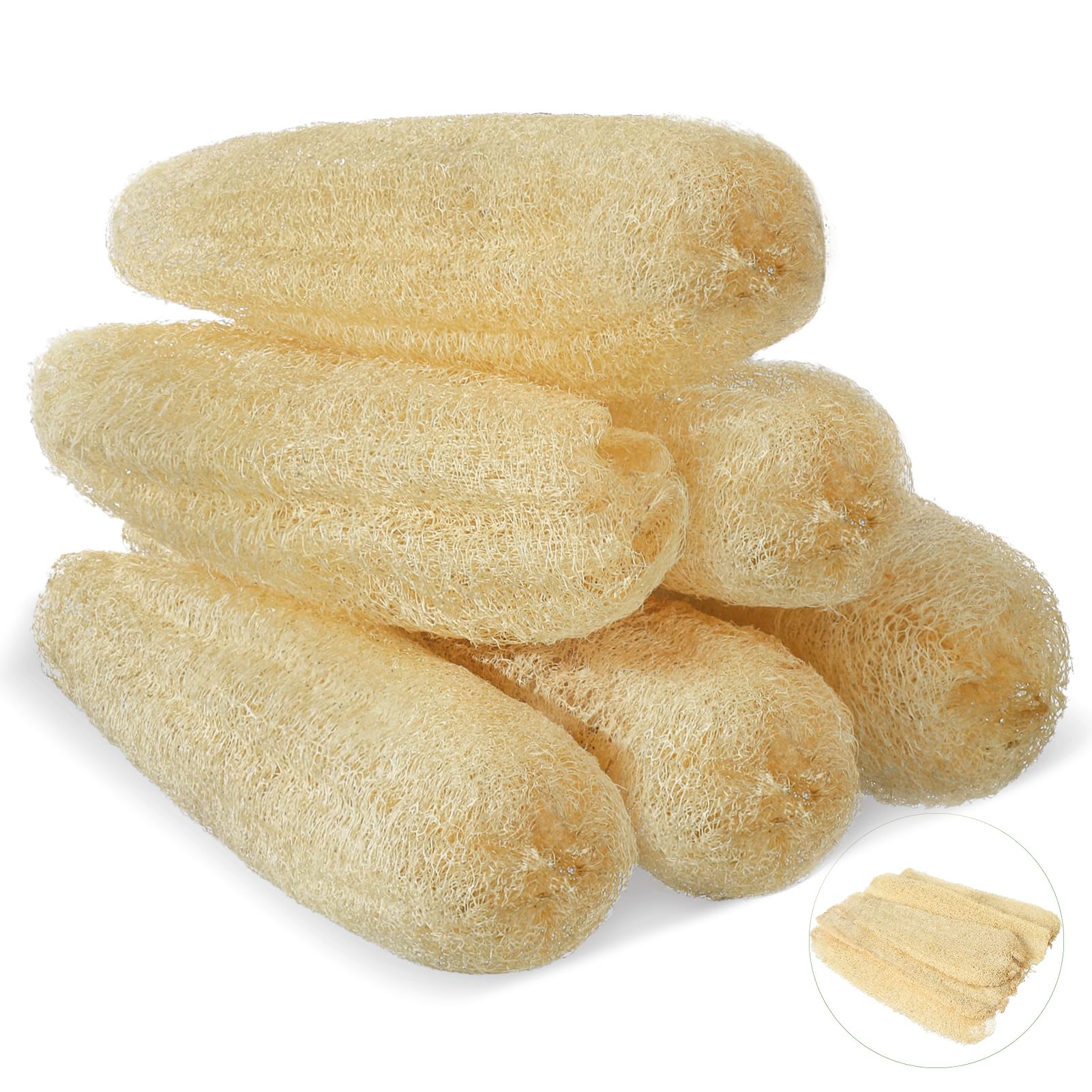 ZhouBoat 11.8 inches Natural Loofah Sponges Pack of 6, for Kitchen Dishes Body Scrubber