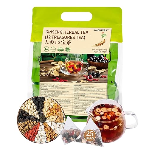 Miniatura 8 de Té de Ginseng Premium - Té de desintoxicación natural y orgánico para riñones e hígado - Mezcla de 12 hierbas con bayas de Goji, jujube, longan,