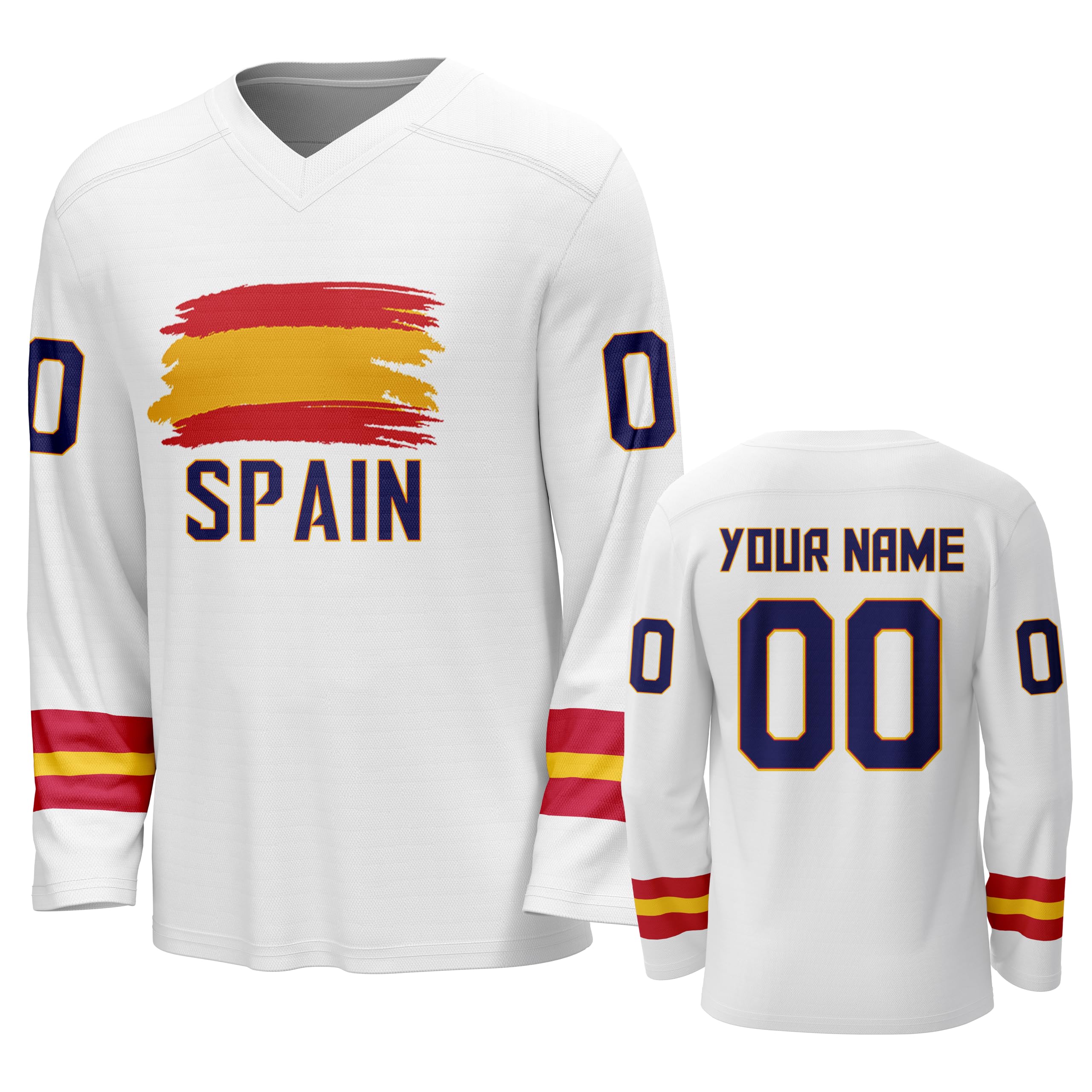 Custom National Hockey Jersey Personalized Name Number V-Neck Sports Ice Hockey Jersey Fans Gift for Men Women Youth