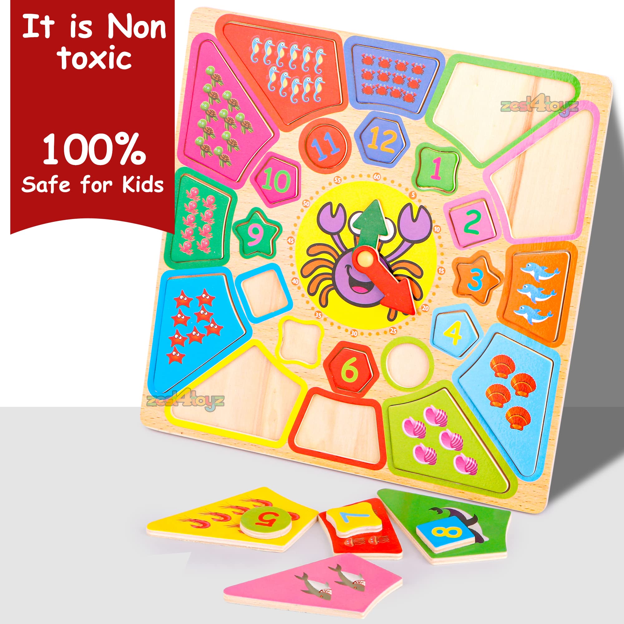 Zest 4 Toyz Sorting Clock Jigsaw Puzzle Educational Toy for Kids Learning Clock Through Fun & Play Age 3 Years and Up - Image 8 thumbnail