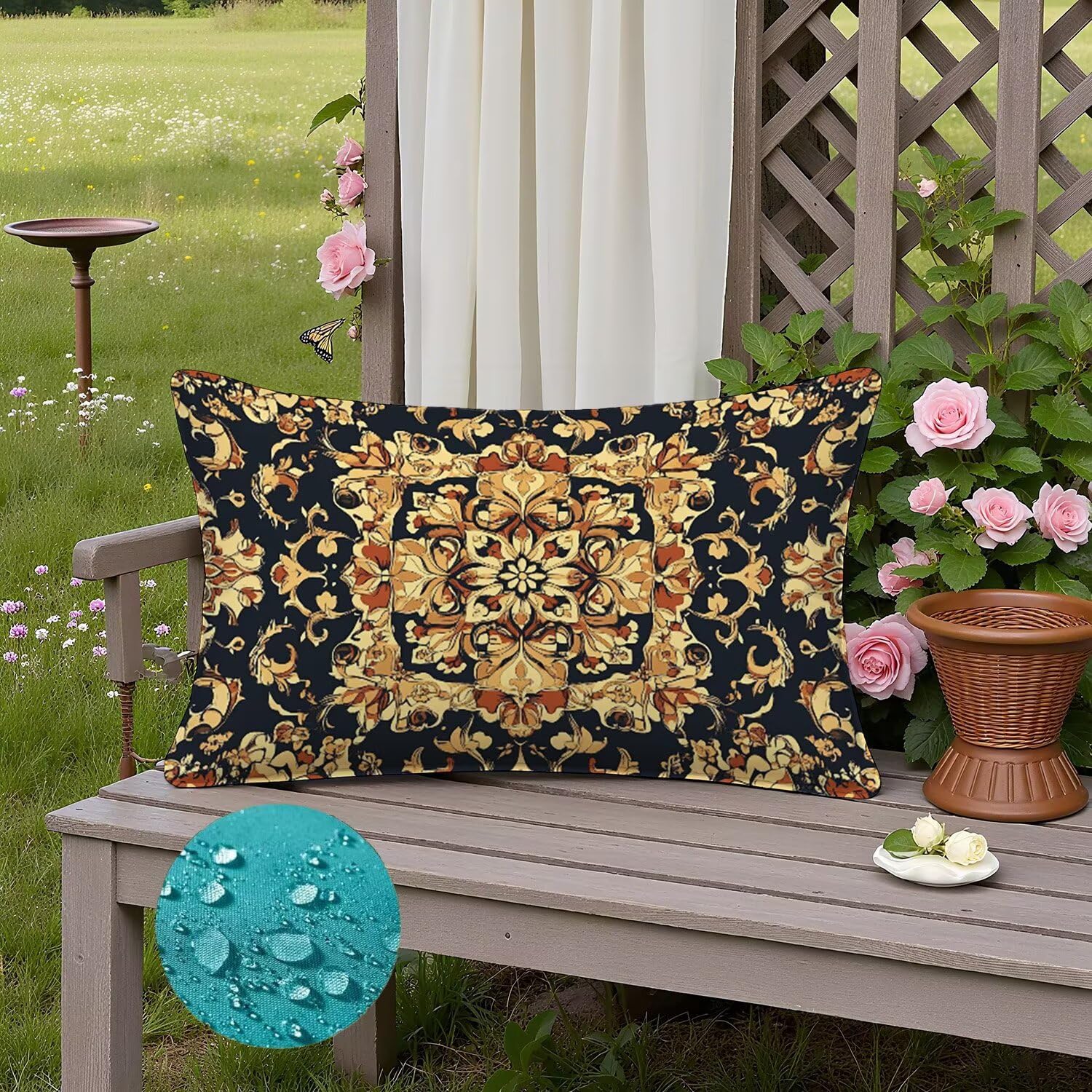 Mandala Kissenbezug 70 x 90 Leinen 2er Set, Wasserdichter Kissenbezug Böhmen Kissenbezüge 70x90 Outdoor Wasserdichter, Flauschig Weich und Bügelfrei Pillow Cover, Deko für Wohnzimmer Sofa Bett K2-210