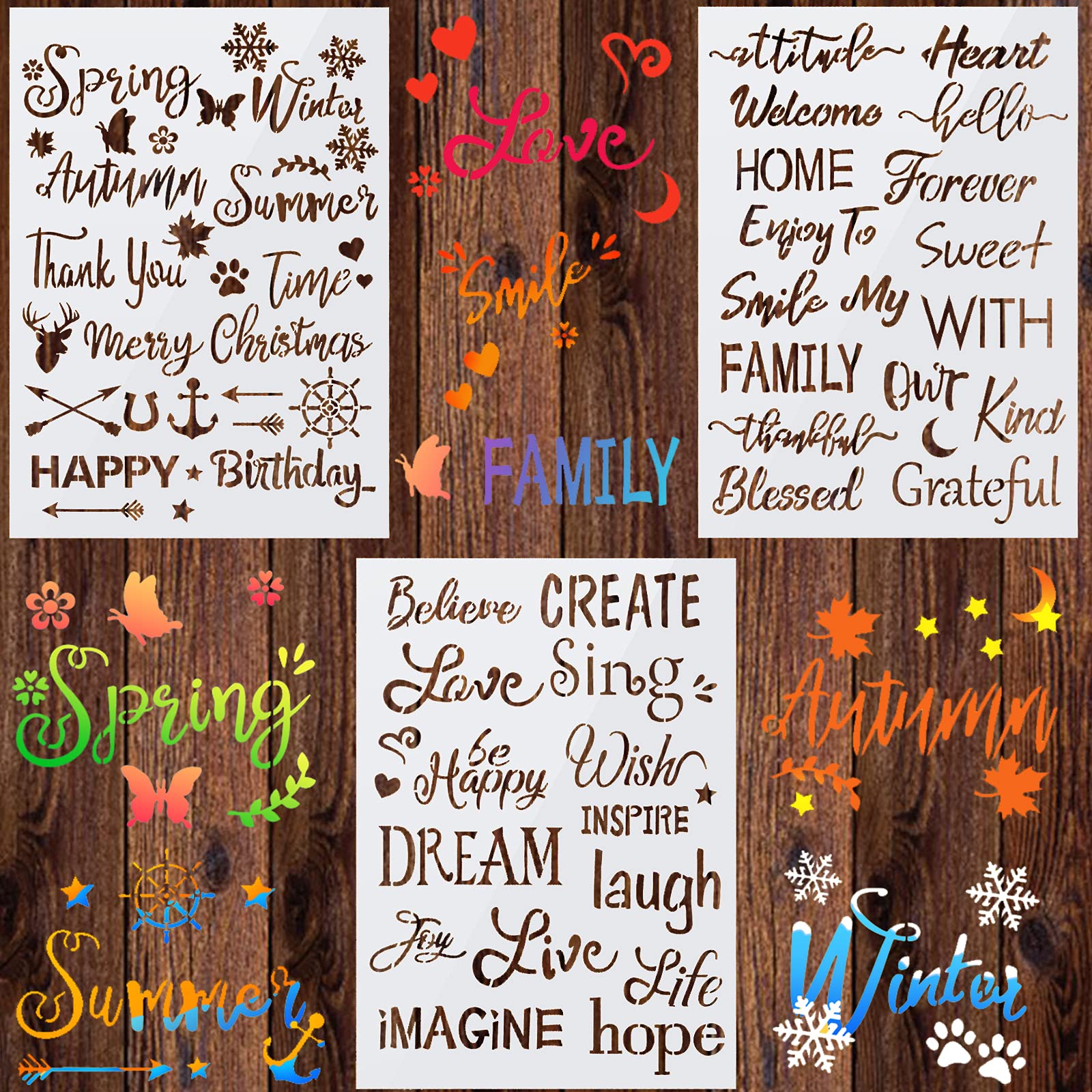 Buy 3 Pcs Motivational Letter Stencil Template, 8 x 11 Inch Alphabet