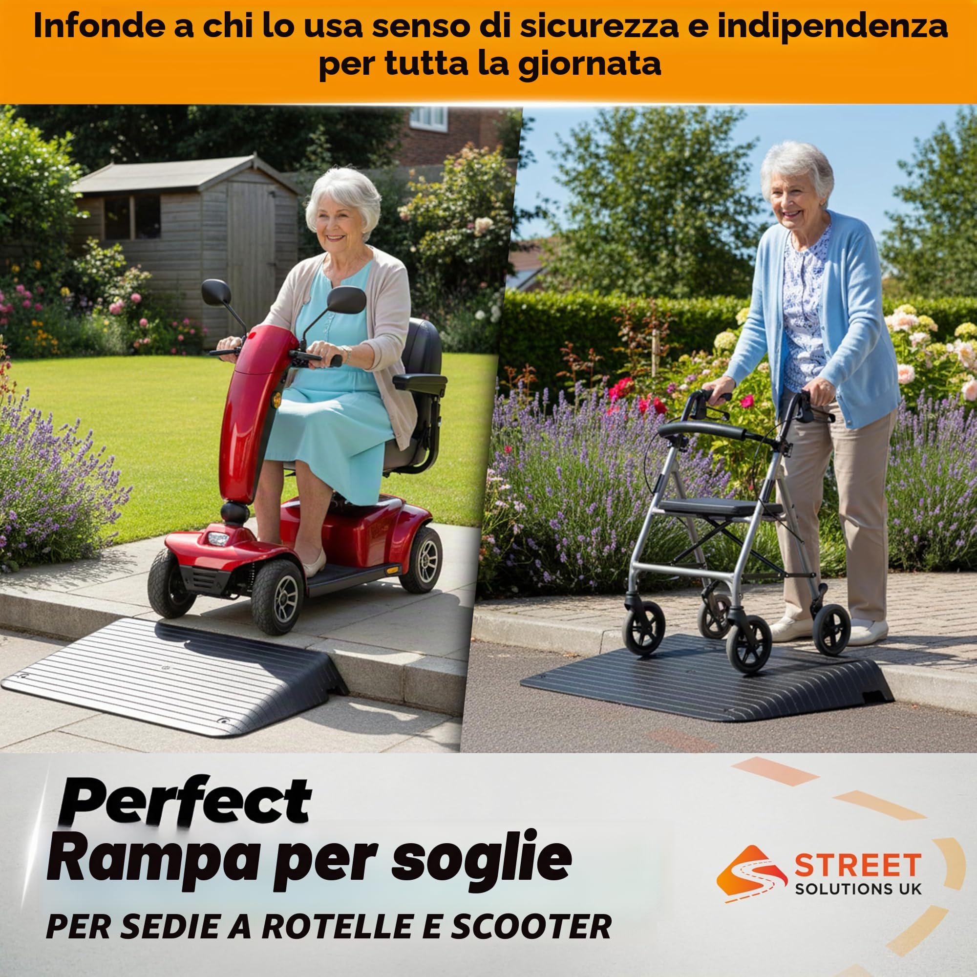 Street Solutions UK Rampa per Sedia a Rotelle 10 cm - Rampa per Disabili per Soglia Casa e Ingresso - Pedana per Disabili Antiscivolo per Scalino