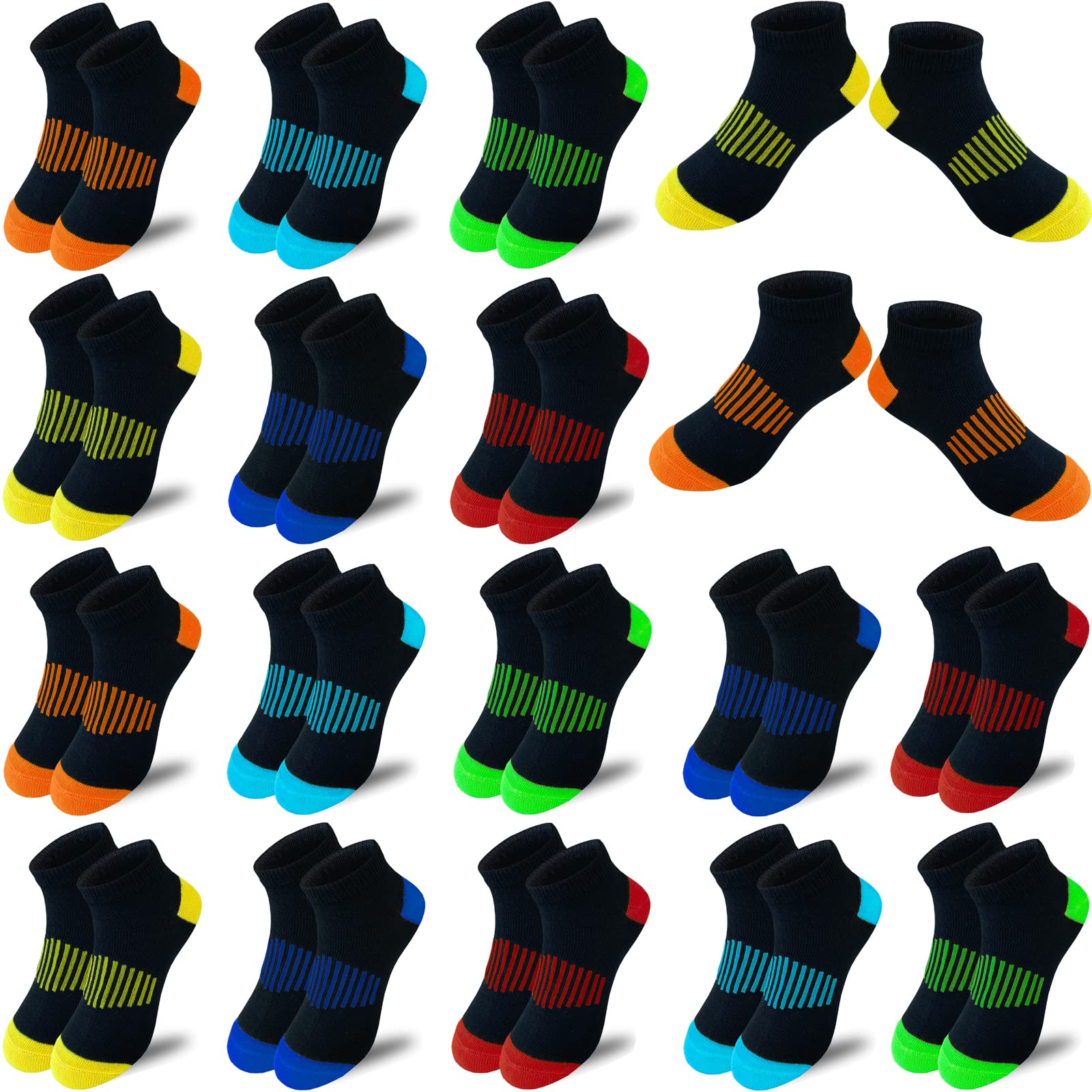 boy socks 18 Pairs kids Low Cut socks Half Cushion Sport Ankle Athletic Sock for Little Big Kids