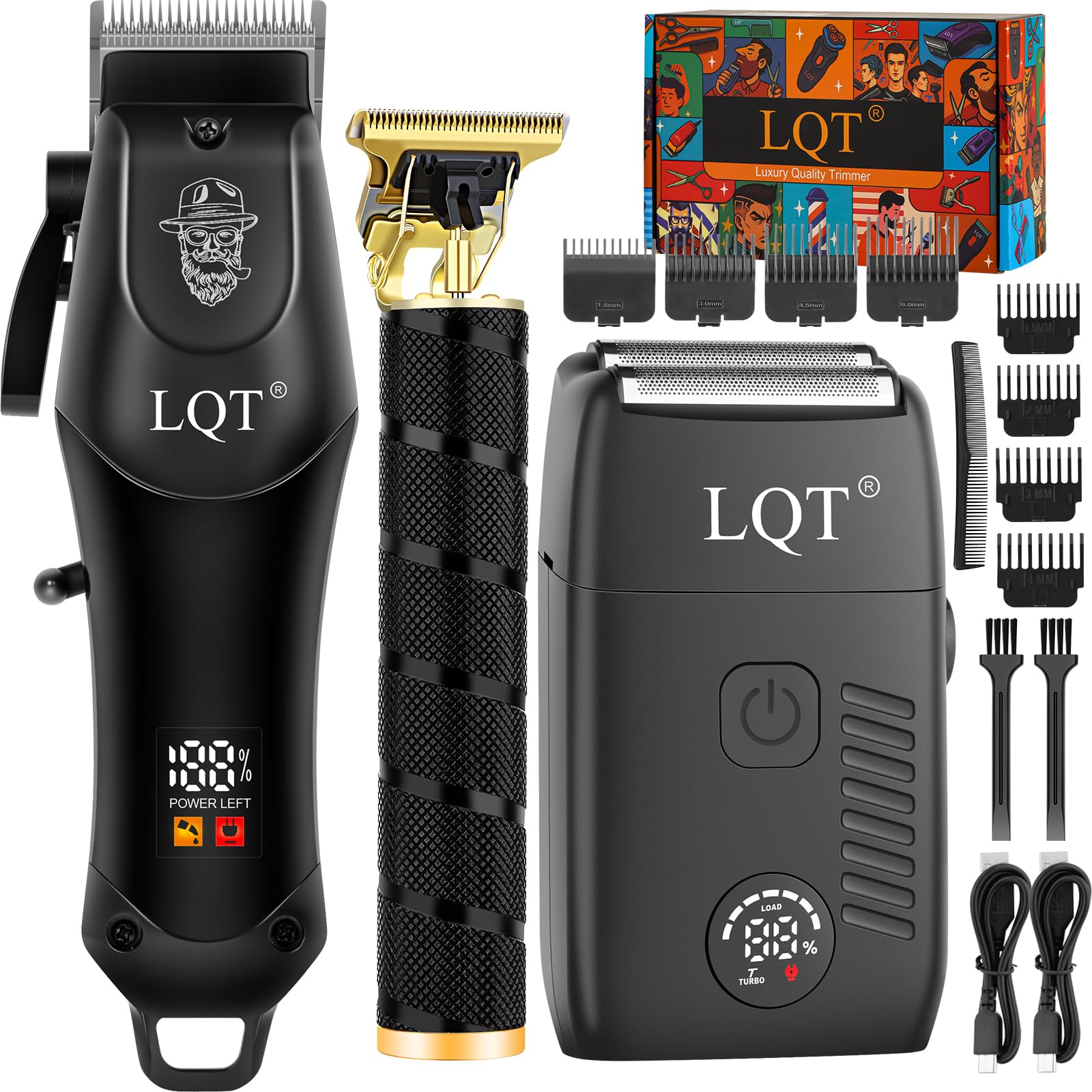 Haarschneidemaschine für Männer Professionell, Bartschneider Kits & Sets, Elektrorasierer, Haarschneidemaschine & Trimmer Keramik T-Klinge, für Barbier, Weihnachtsgeschenke für Männer (Schwarz)
