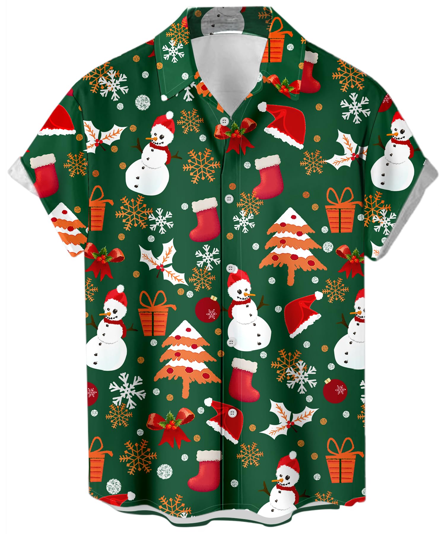 WhoinshopMen's Short Sleeve Button Down Bowling Shirts Hawaiian Casual Printed Beach Shirt Summer Regular Fit Top