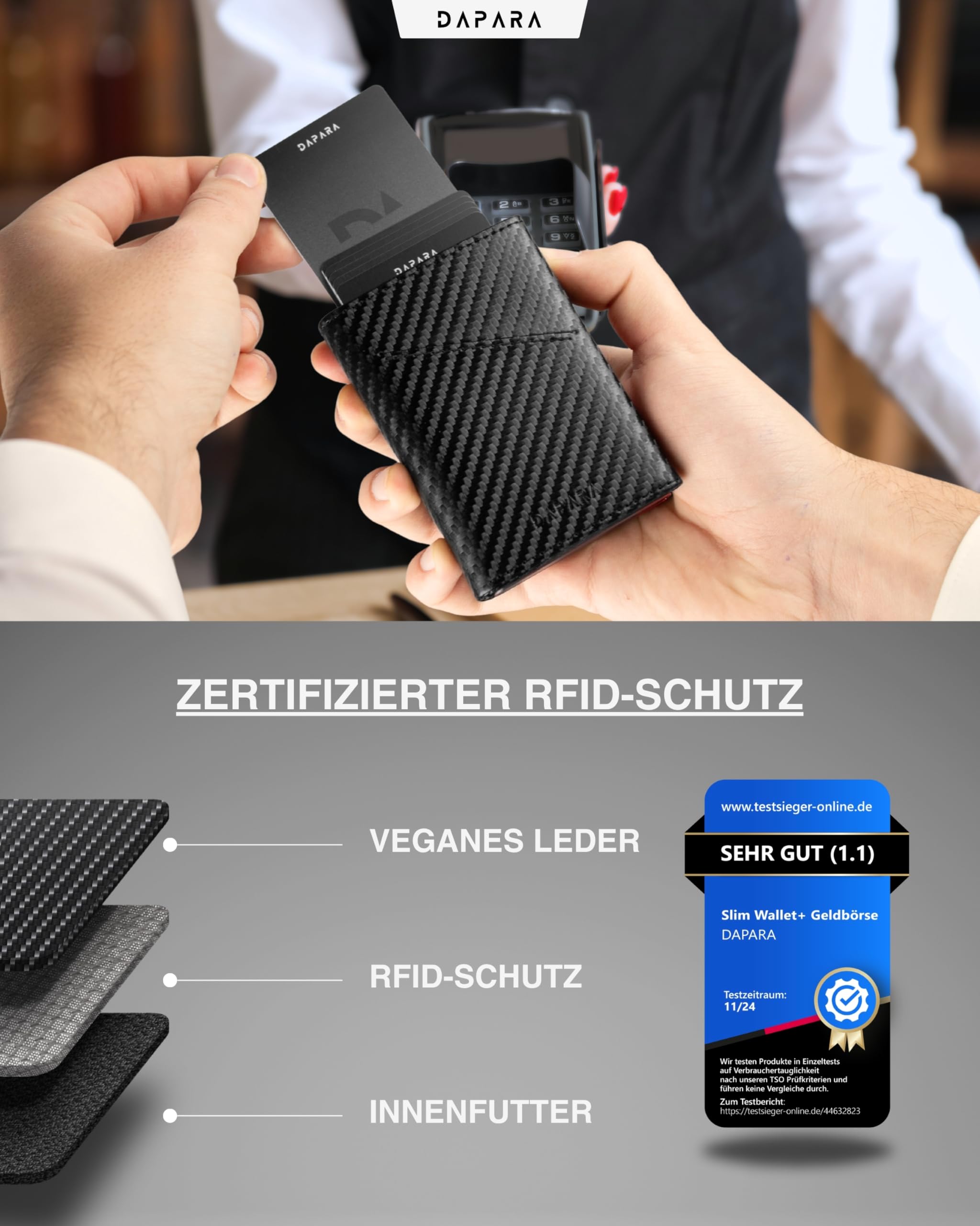 Portafoglio da uomo | Slim Wallet da uomo con portamonete e protezione RFID | Portafoglio da uomo | Porta carte per 12 carte | Smart Wallet for Men | Portafoglio per carte di credito |