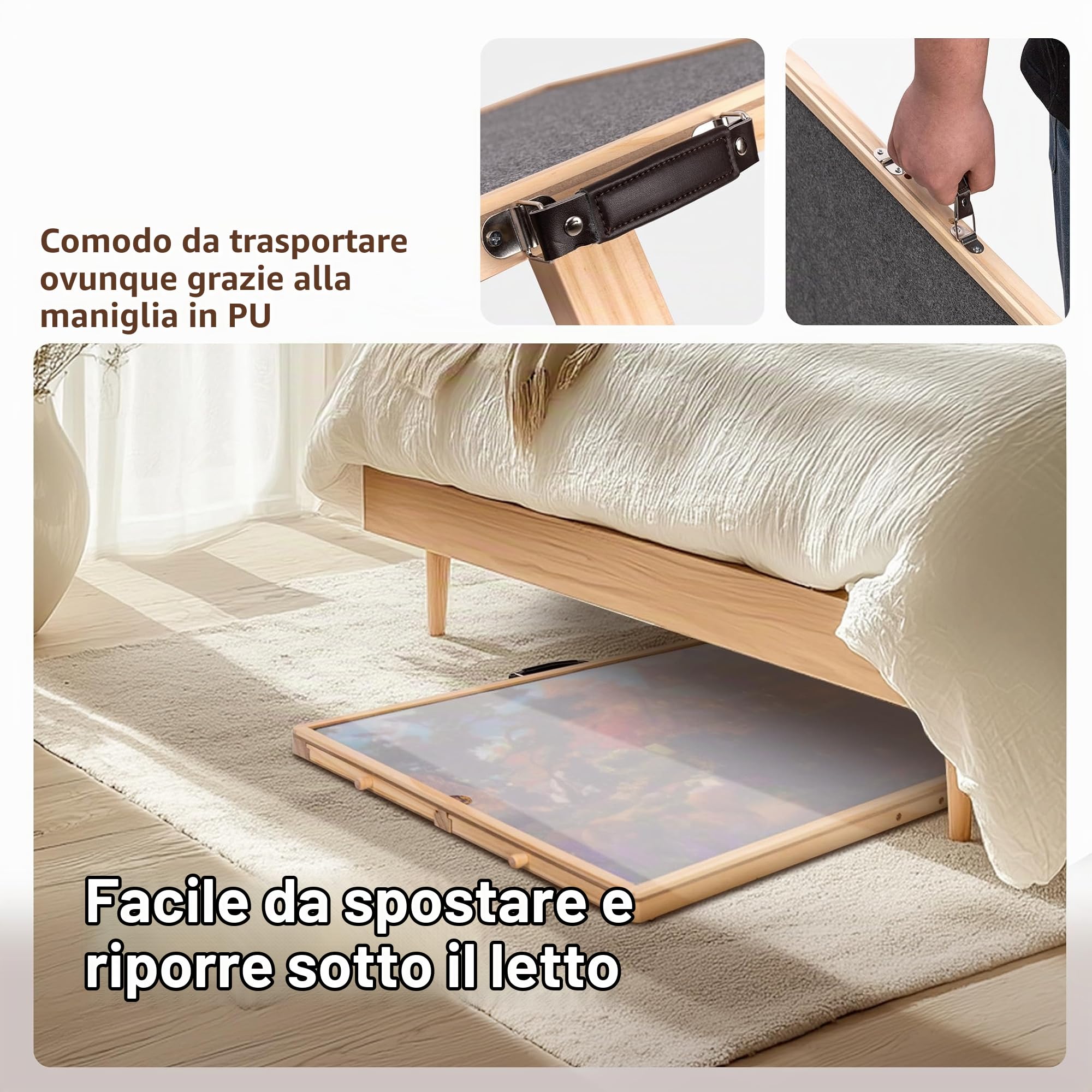 Lavievert Puzzle girevole da 1000 pezzi con 4 cassetti di scorrimento, tavolo puzzle ribaltabile con copertura, altopiano puzzle in legno con tavolo antiscivolo per adulti