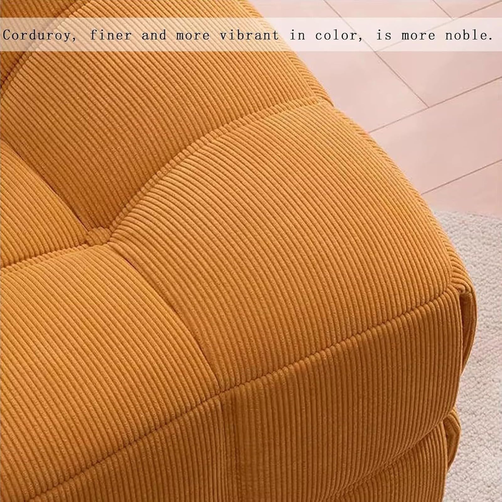 Komprimiertes Sofa, fauler quadratischer Stuhl, weicher Cordstoff, bequemes Bodensofa für Wohnzimmer, Schlafzimmer, Büro, vielseitiger Freizeitsitz (Einzel) – perfekt für Entspannung