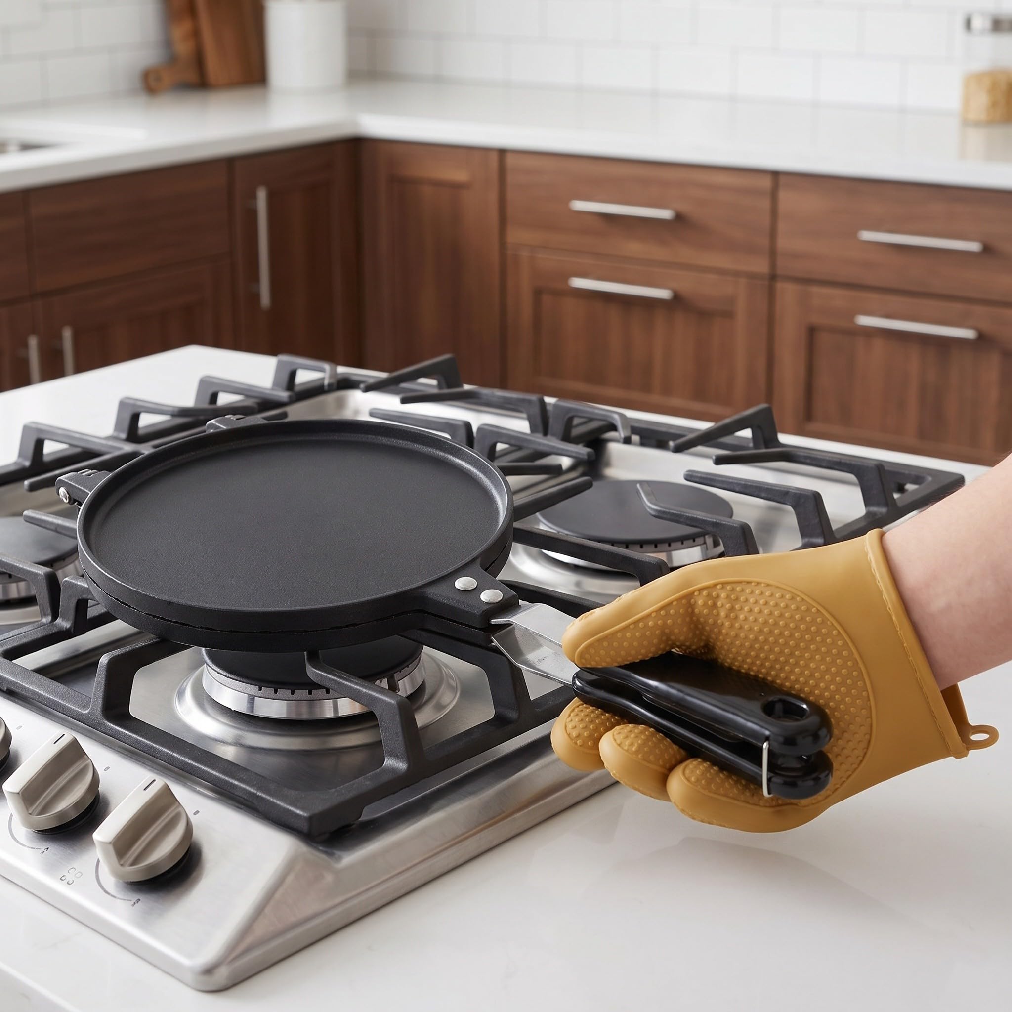 ibasenice Piastra per waffle a doppia faccia antiaderente, stampo per waffle, piastra per involtini primavera, padella fai da te per gelato, pancake, coni, omelette e dessert, ideale per la cucina di