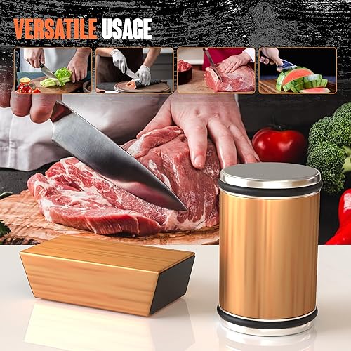 Miniatura 7 de YONAR Afilador de cuchillos rodantes, borde afilado más rápido con 2 discos de piedra de diamante, grano 1000 y 400 para acero, soporte de ángulos