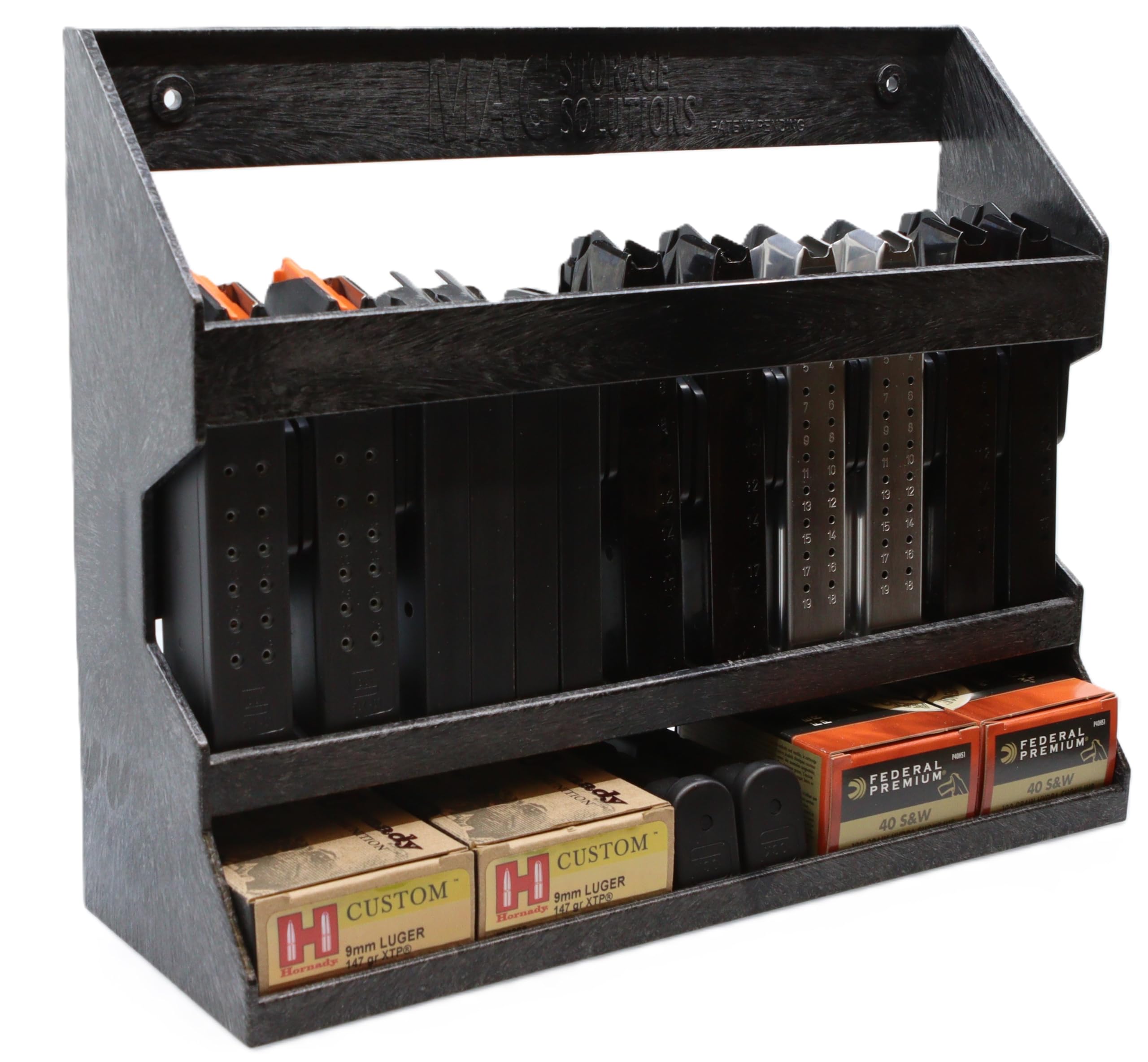 MagStorage Solutions Adjustable Pistol Magazine and Ammo Holder, .22cal Through .45cal