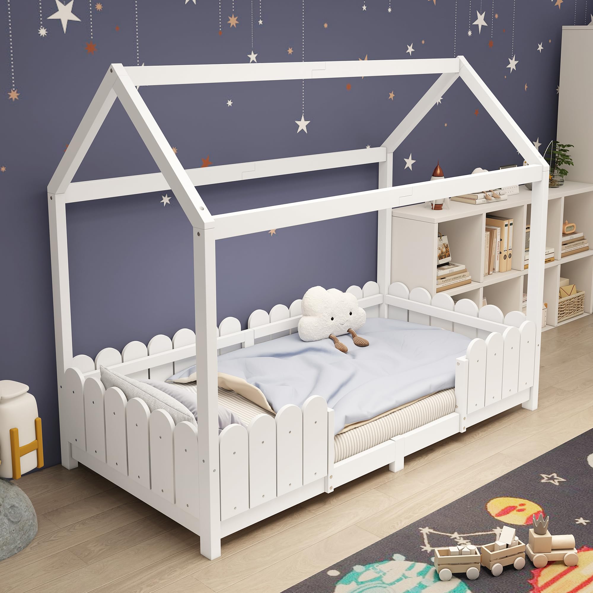 Cama de juegos infantil 90x200 de madera para crear una habitacion divertida y segura